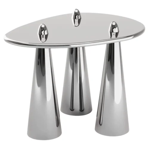 Rino III TM Side Table in Polished Aluminum by Studio Orth 1