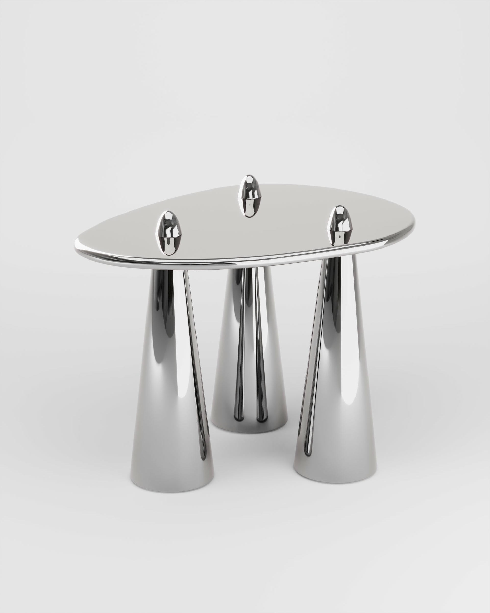 Rino III TM Side Table in Polished Aluminum by Studio Orth 2