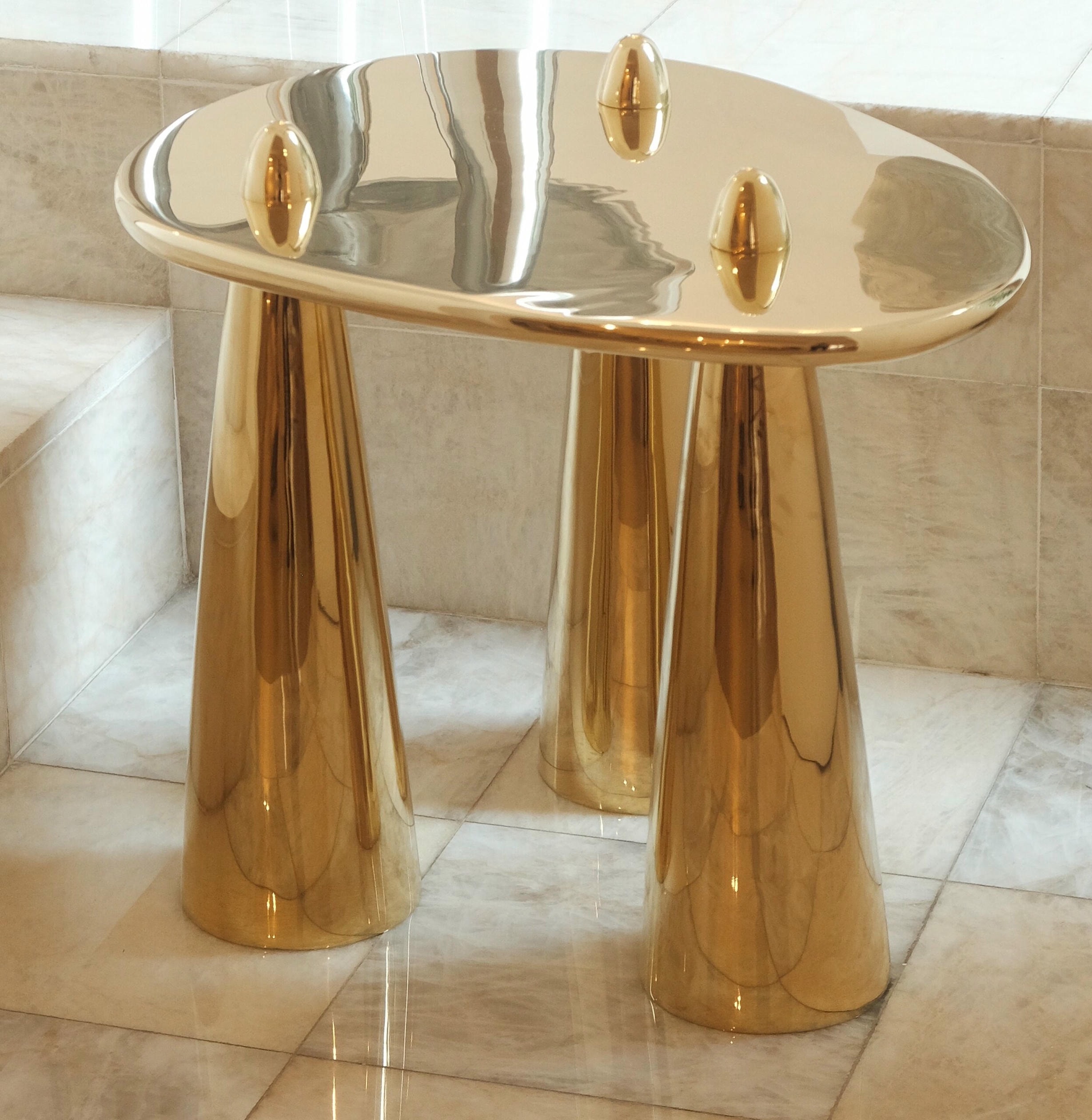 Rino III TM Side Table in Polished Brass by Studio Orth 3
