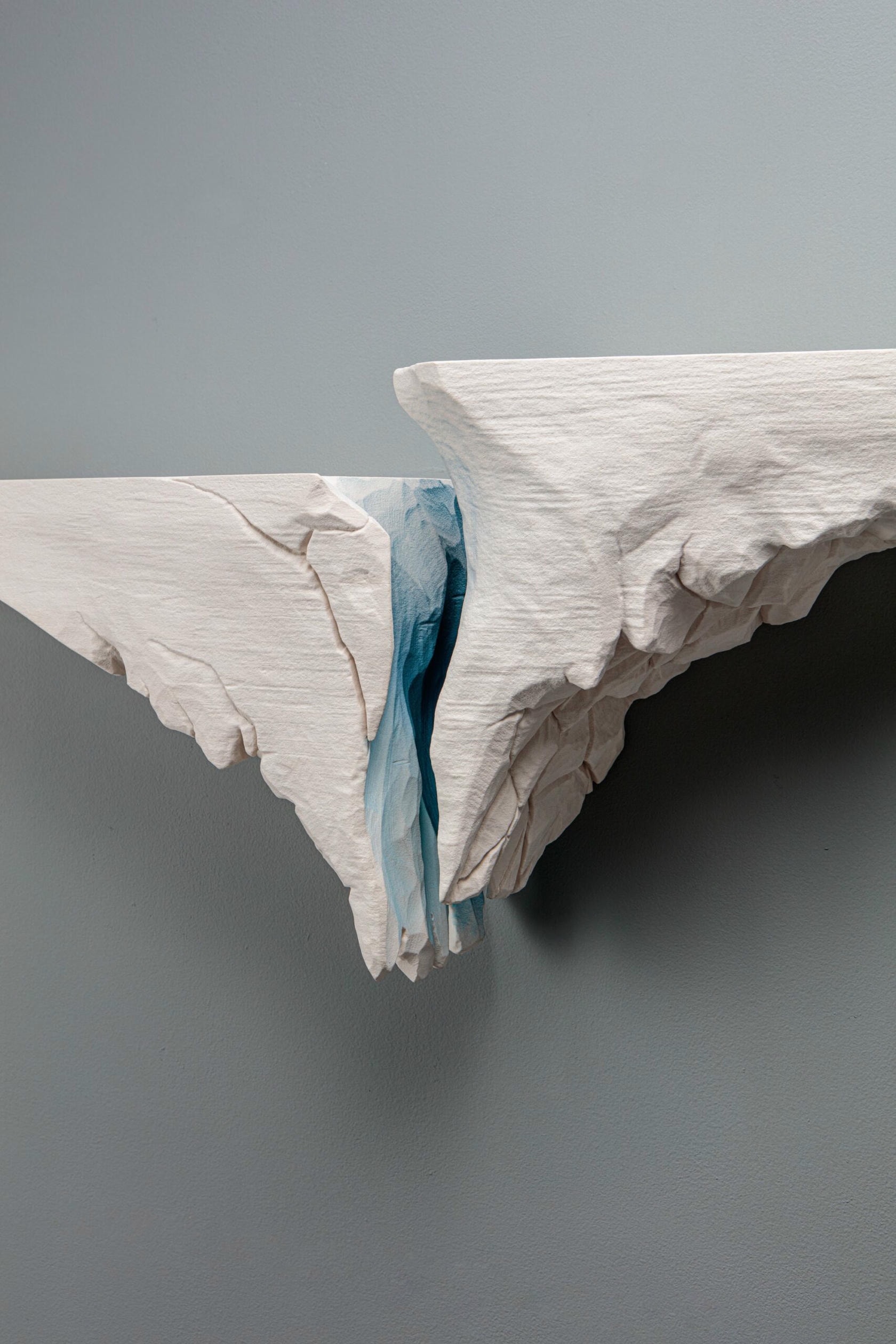 Set Of 2 Acias Hand Sculpted Wall Shelves in Eroded Sycamore by Tor Rothschild 4