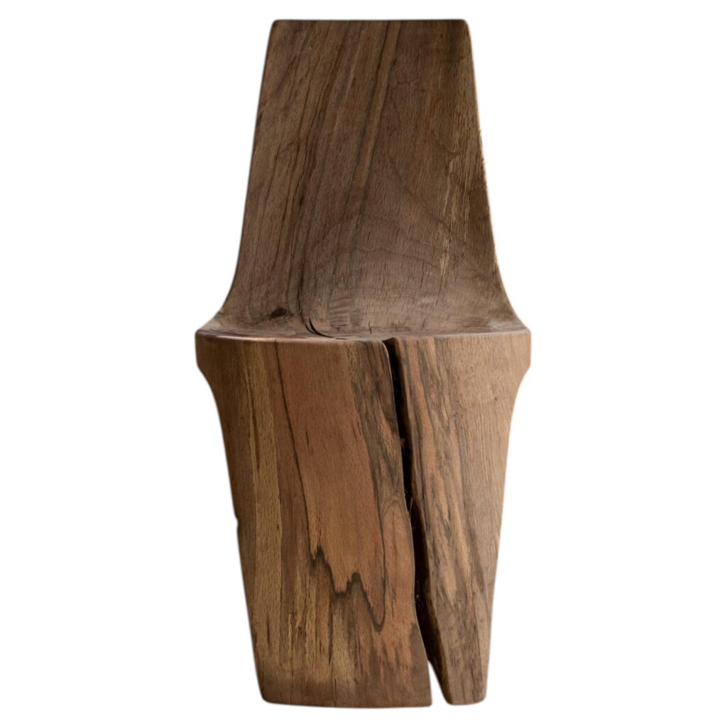 Single Block Wood Batan Dining Chair by Taller Batán 1