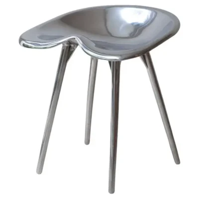 Trator Stool With Backrest in Cast Aluminum by Studio Orth