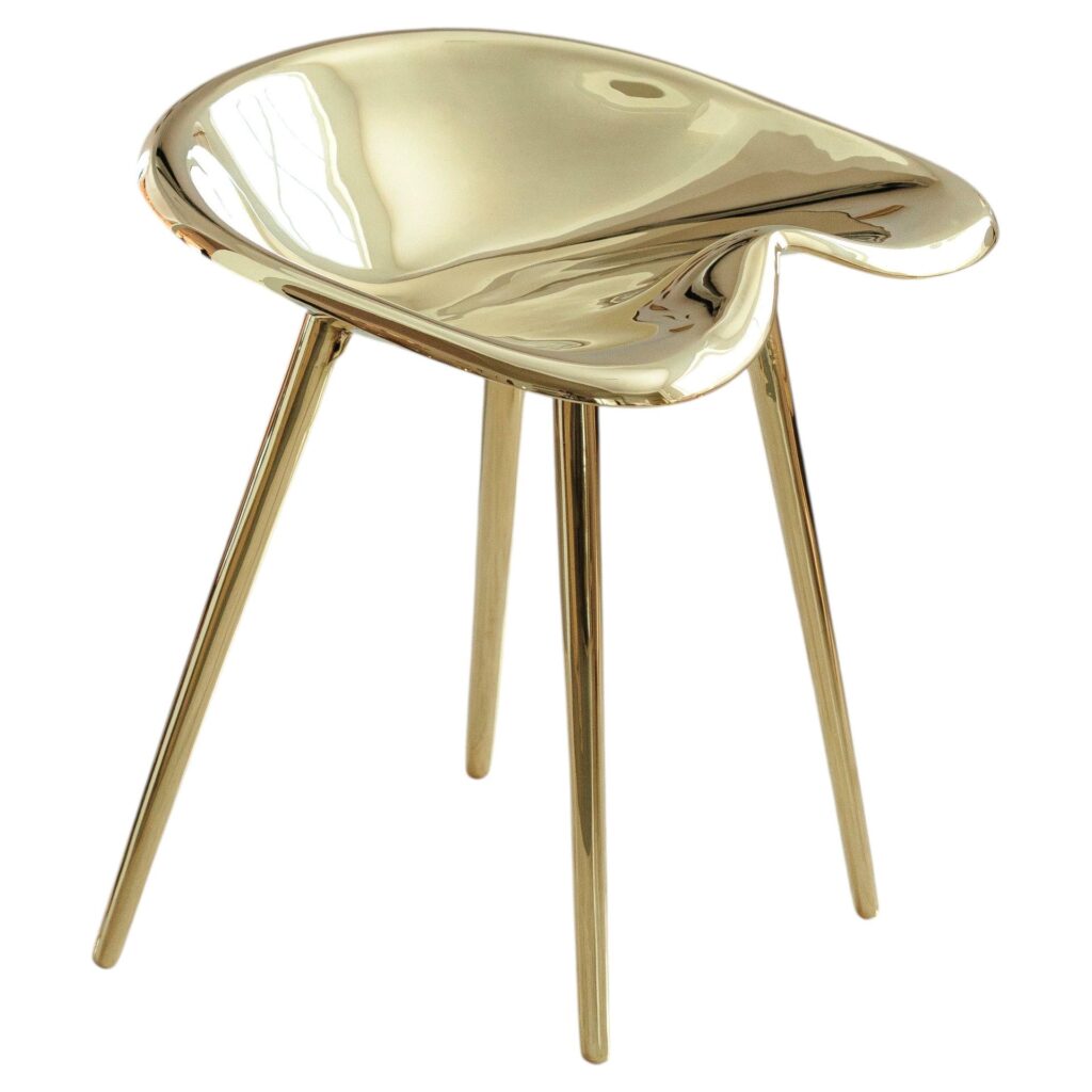 Trator Stool With Backrest in Cast Brass by Studio Orth 1