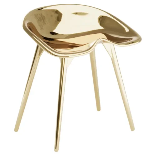 Trator Stool With Backrest in Cast Brass by Studio Orth 1