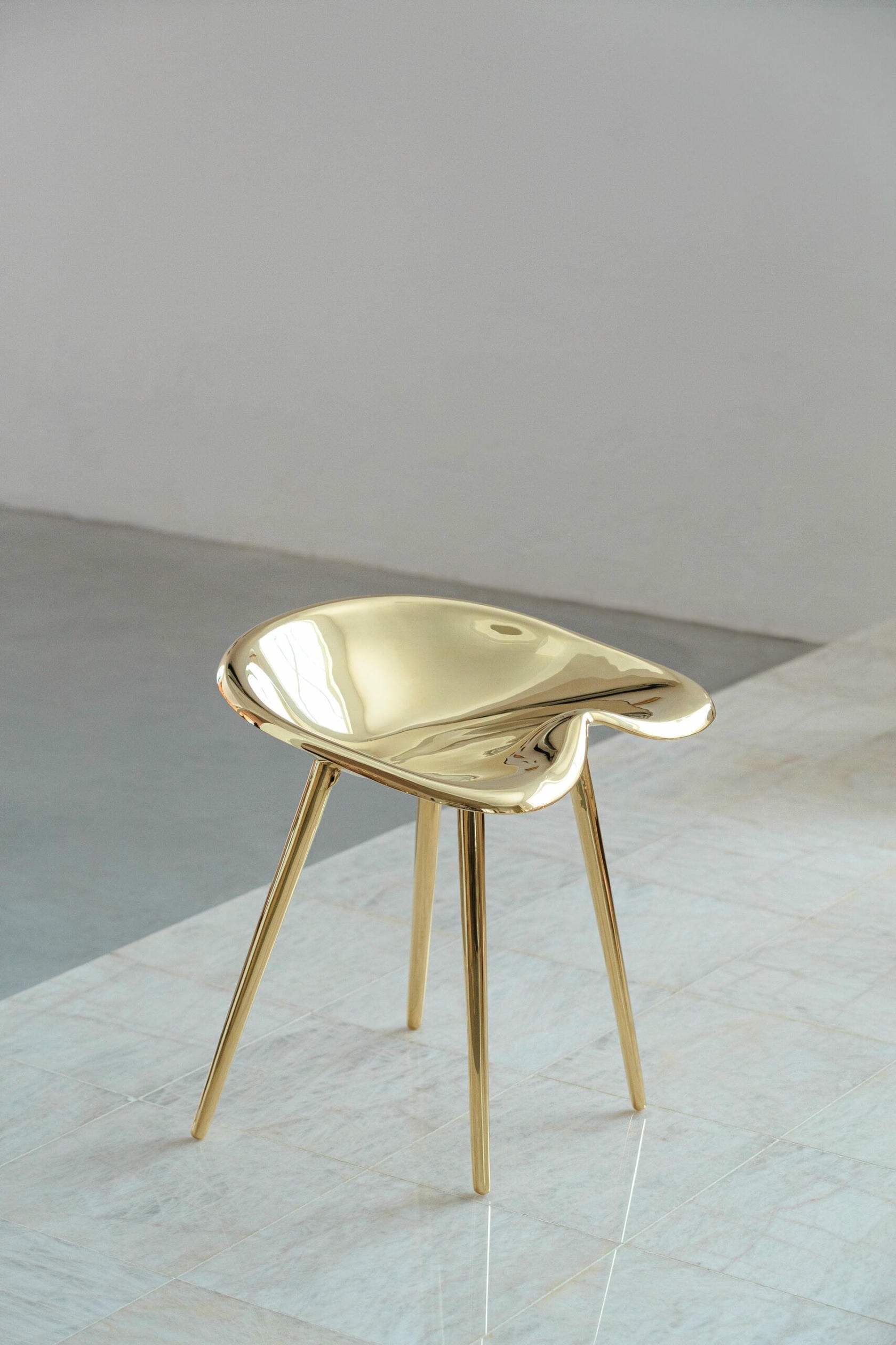 Trator Stool With Backrest in Cast Brass by Studio Orth 2