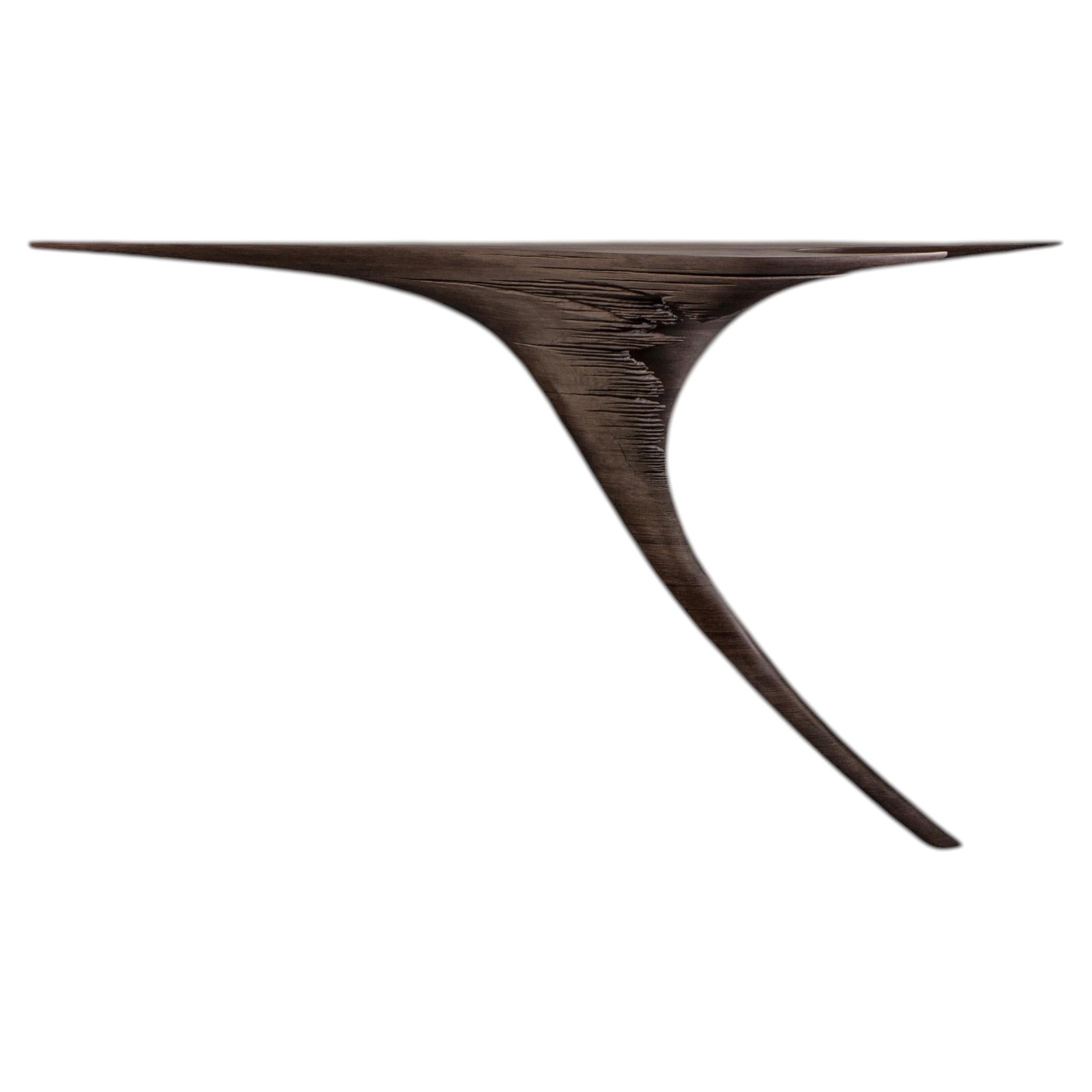 Ventus Hand Sculpted Console Table in Eroded American Walnut by Tor Rothschild 1