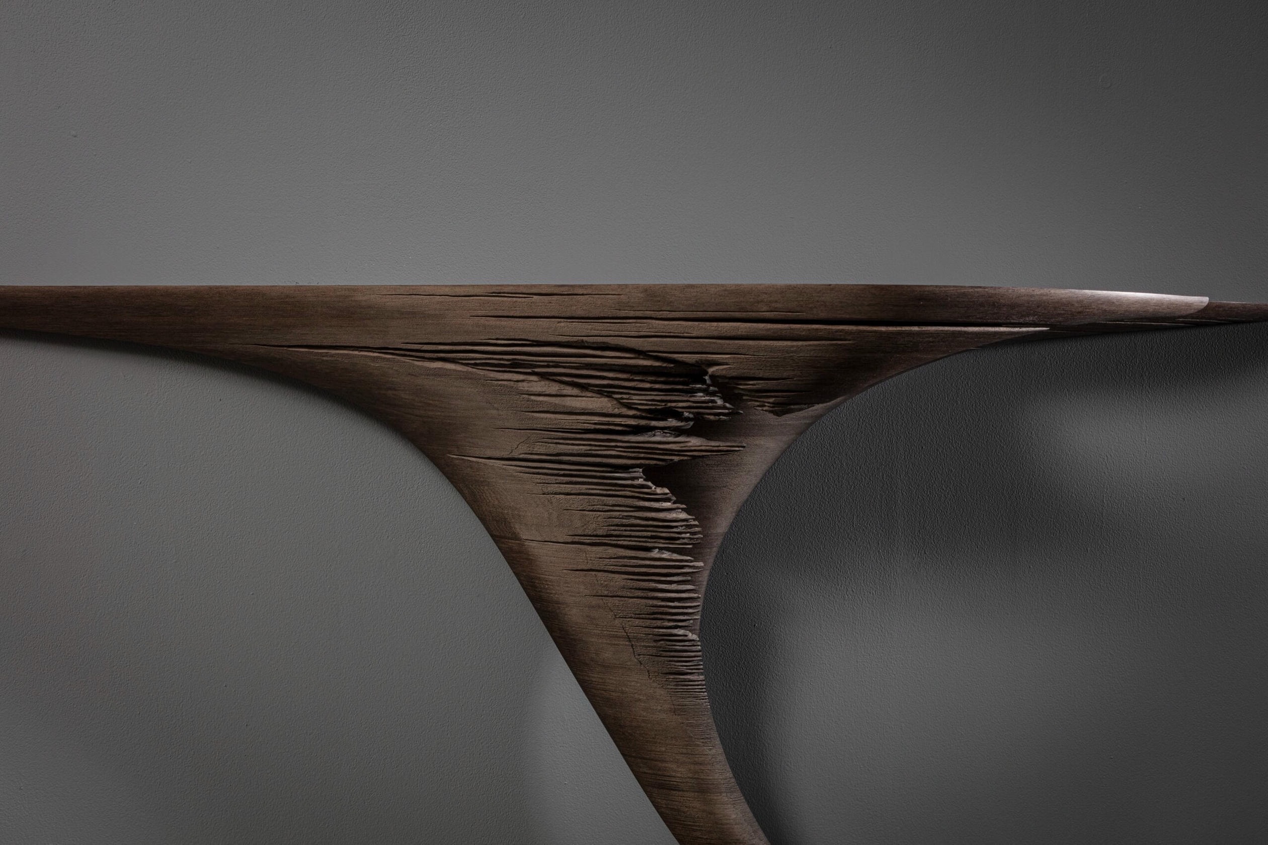 Ventus Hand Sculpted Console Table in Eroded American Walnut by Tor Rothschild 4