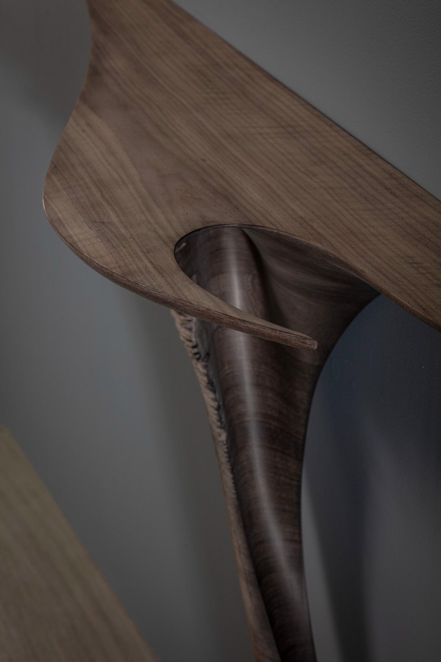 Ventus Hand Sculpted Console Table in Eroded American Walnut by Tor Rothschild 6