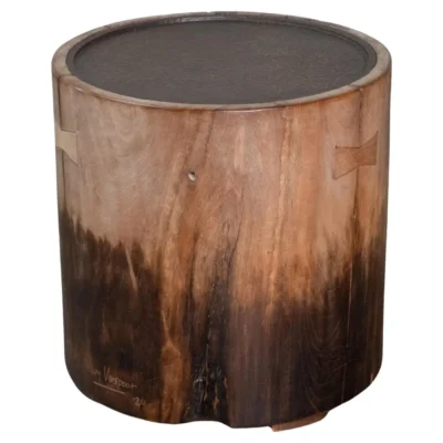 Batik Teak Wood & Metal Side Table by Mary Verspoor