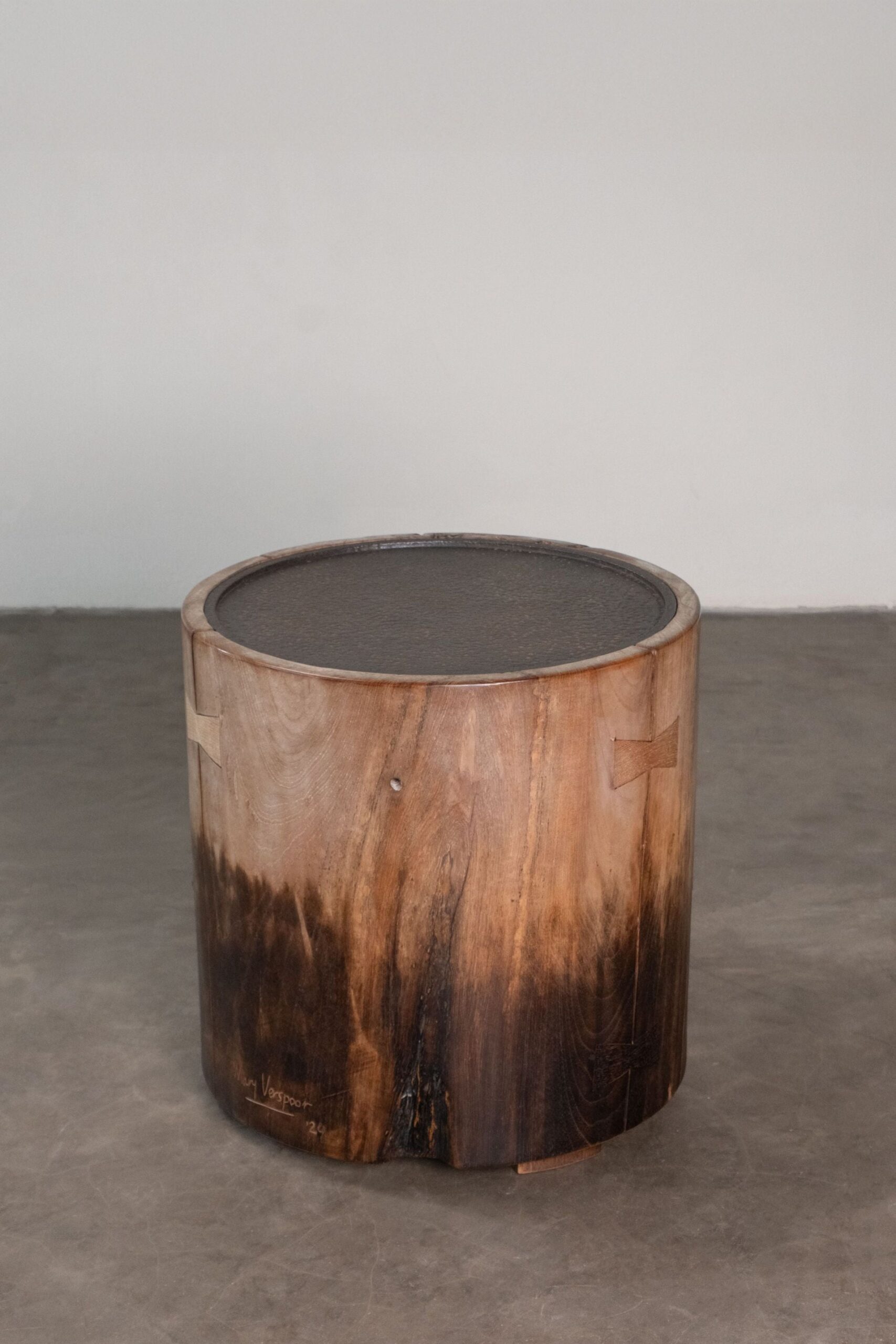 Batik Teak Wood & Metal Side Table by Mary Verspoor 3