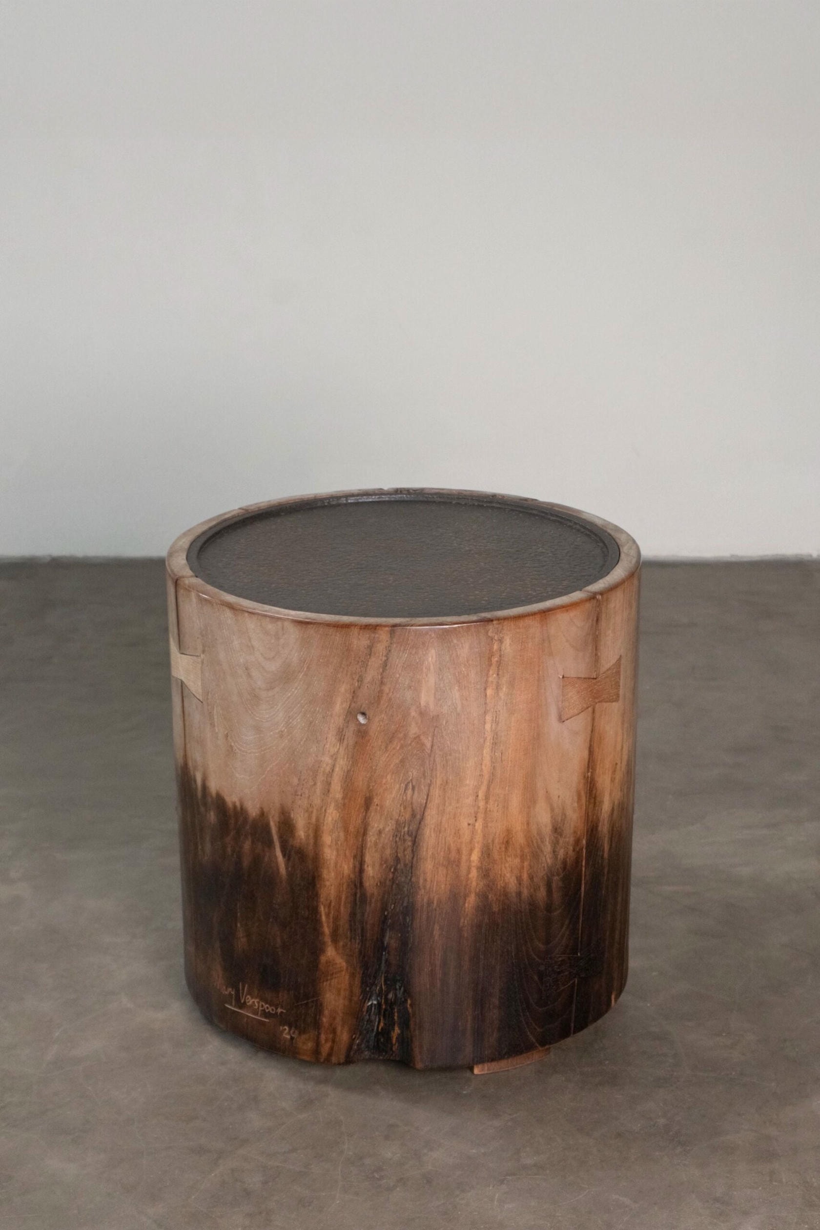 Batik Teak Wood & Metal Side Table by Mary Verspoor 3