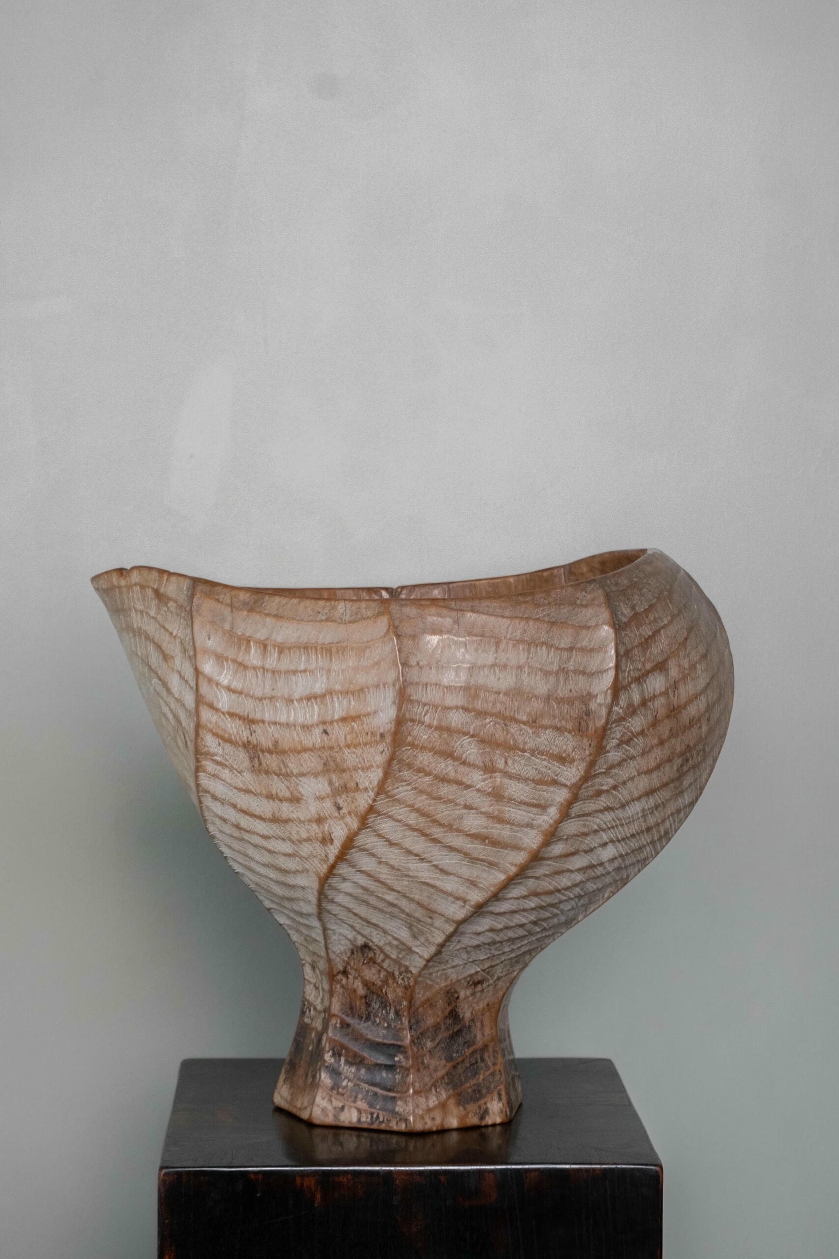 Cinta Lotus Teak Wood Sculpture by Mary Verspoor 2