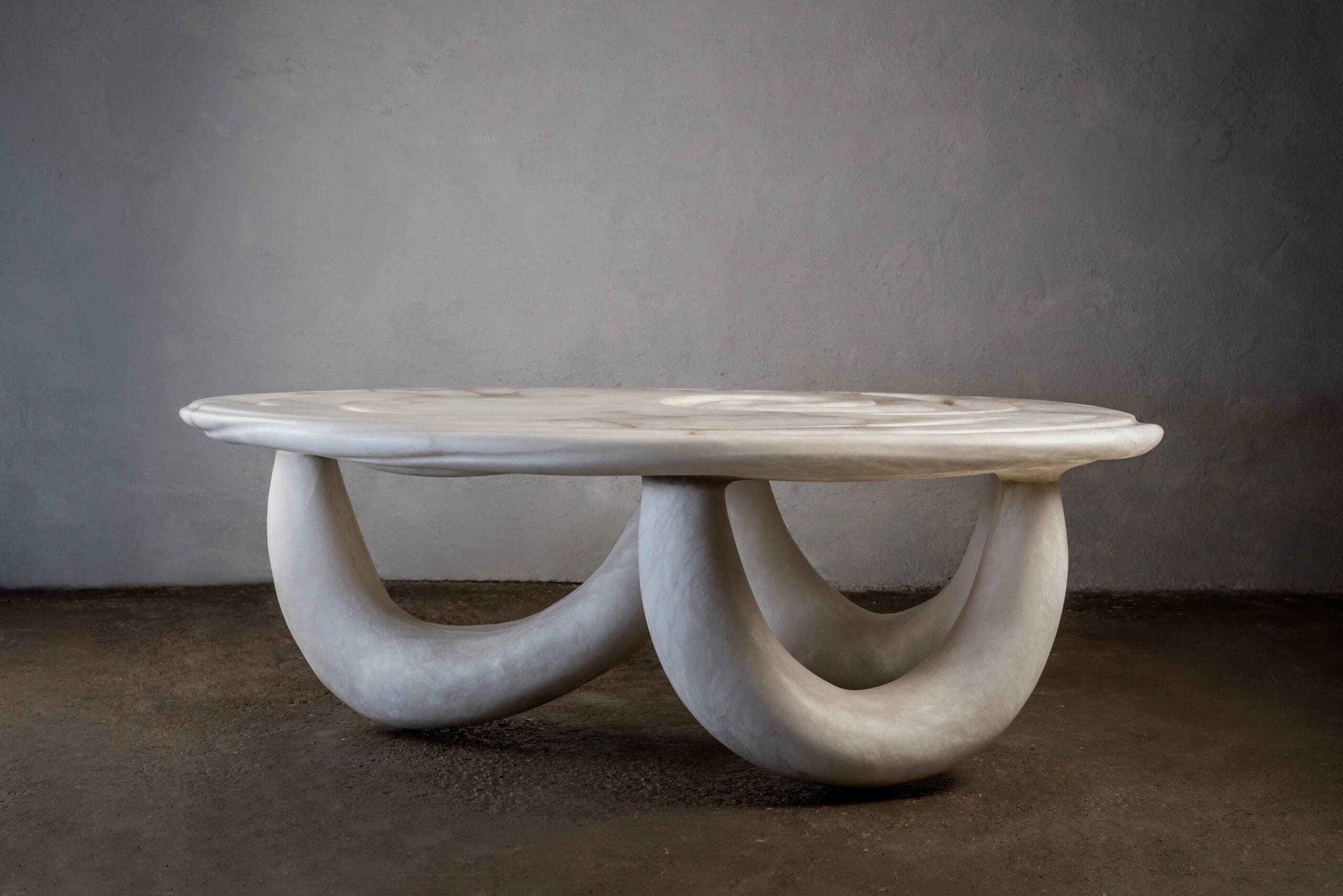 Aqua Fossil Center Table II in Alabaster by Amarist Studio 12