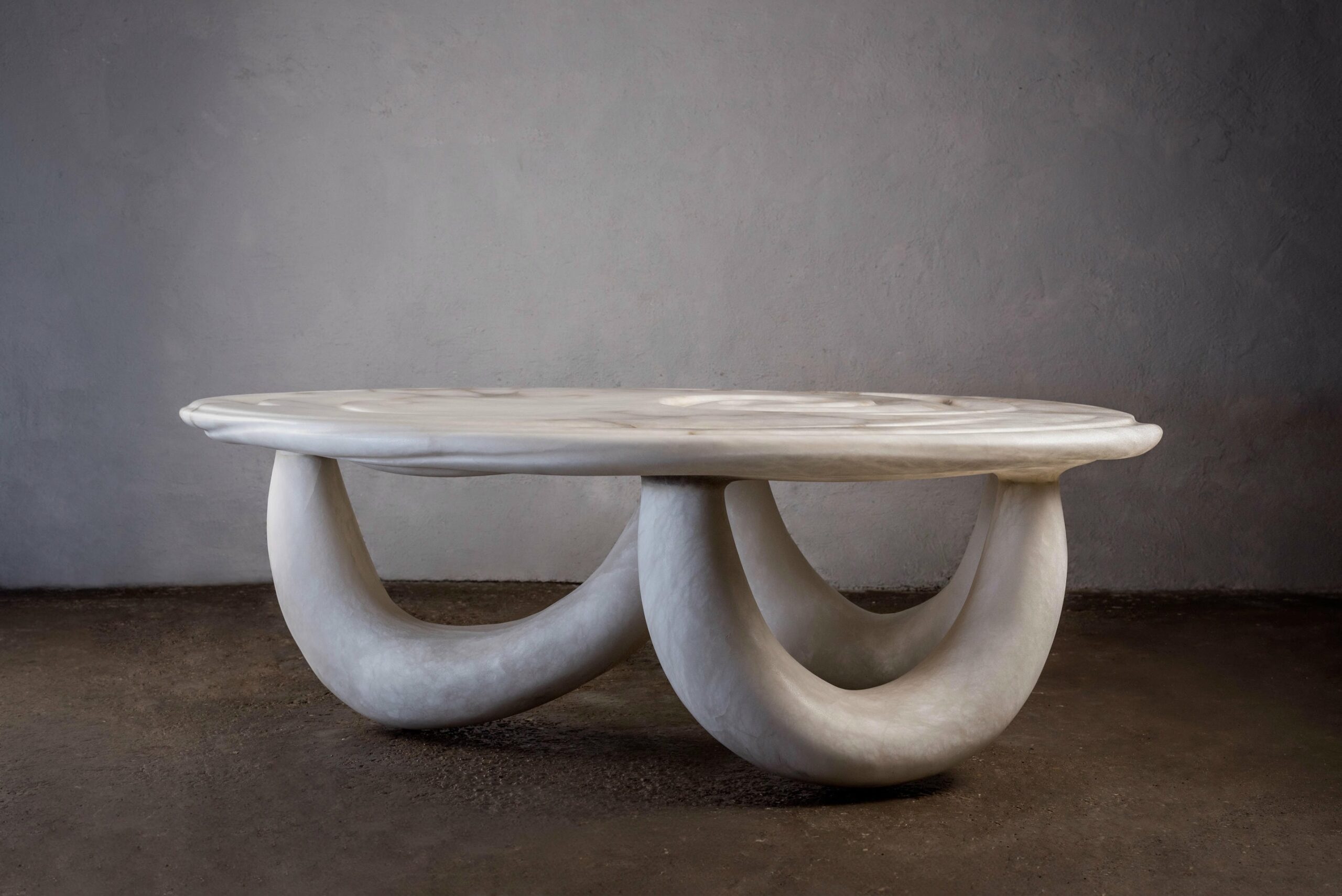 Aqua Fossil Center Table II in Alabaster by Amarist Studio 12