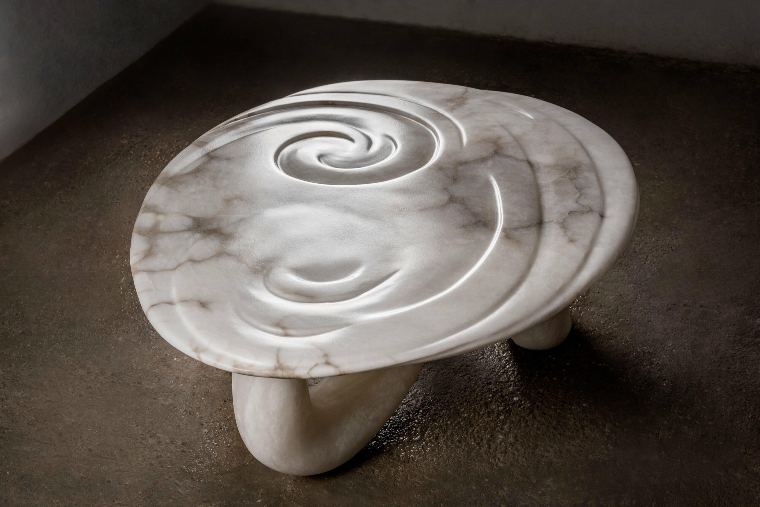 Aqua Fossil Center Table II in Alabaster by Amarist Studio 13