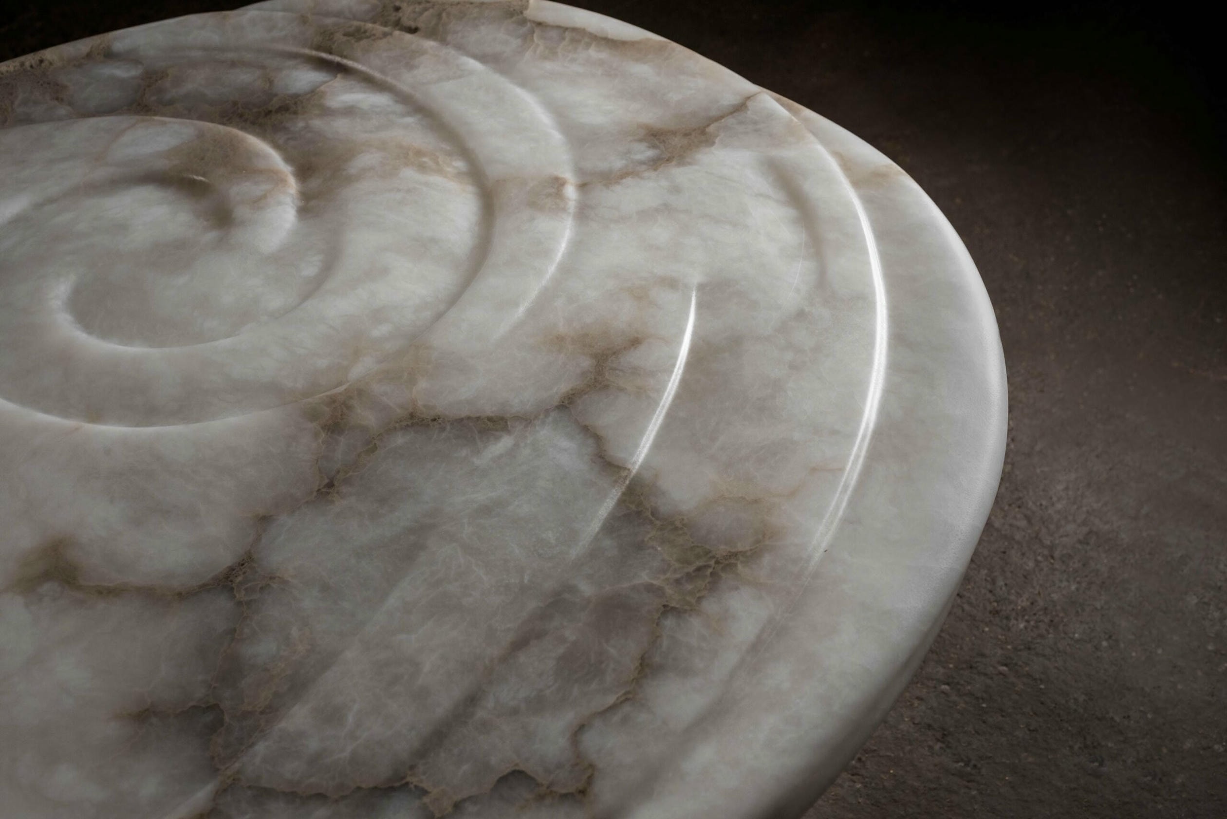 Aqua Fossil Center Table II in Alabaster by Amarist Studio 5