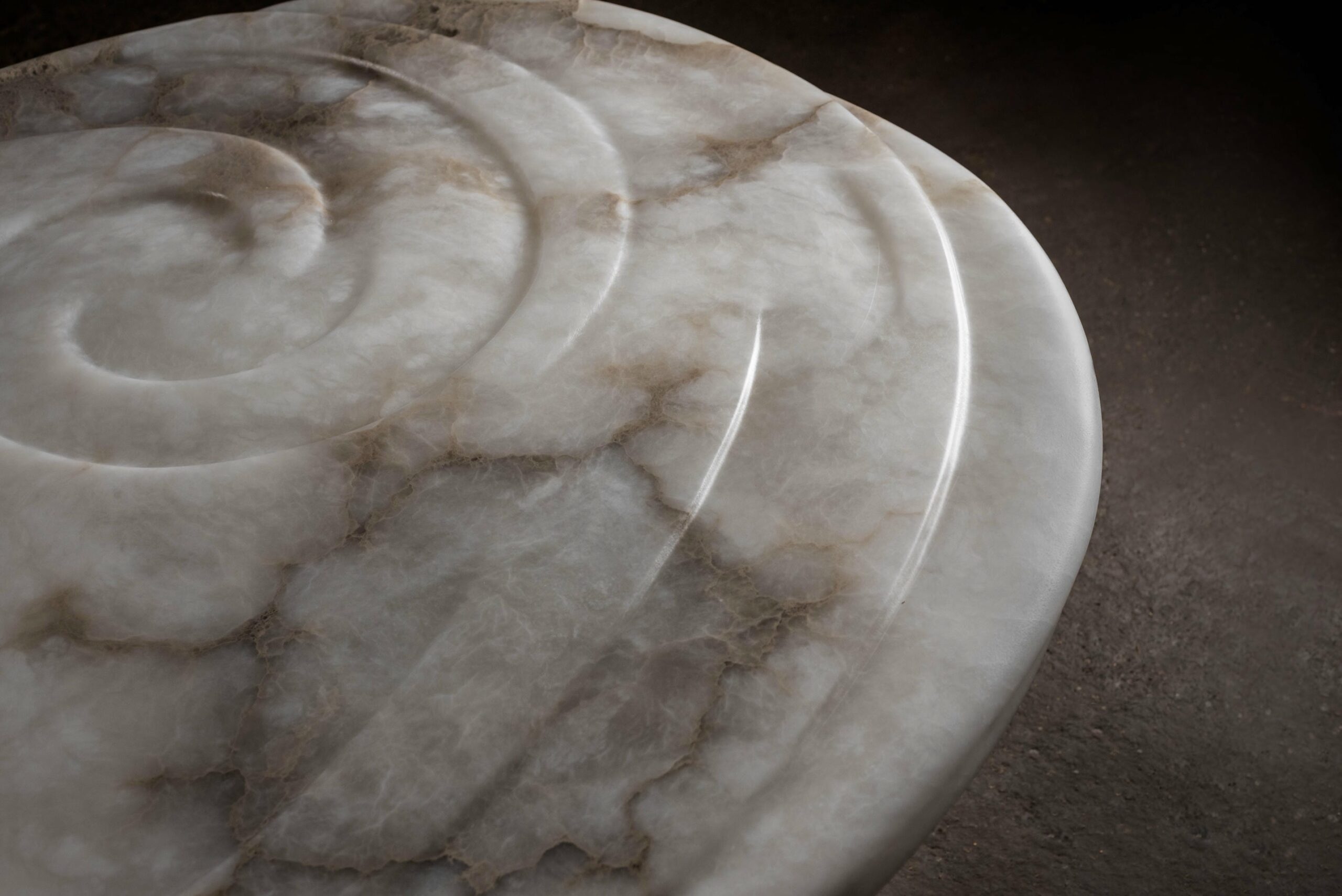 Aqua Fossil Center Table II in Alabaster by Amarist Studio 5
