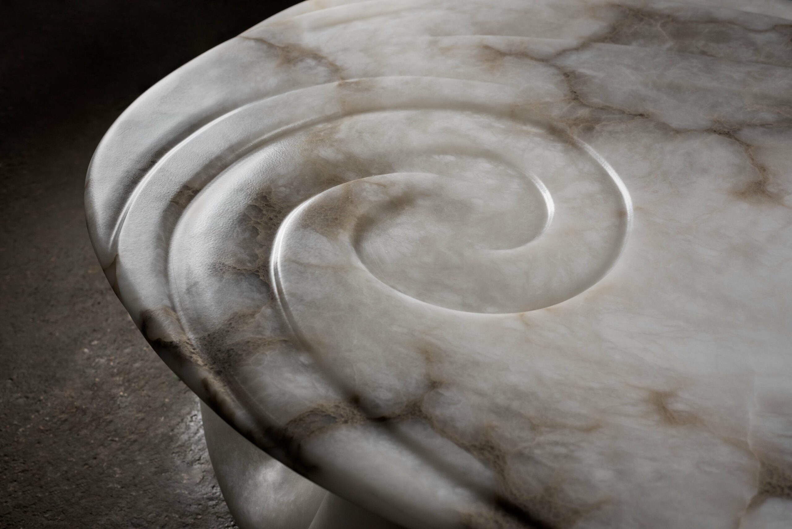 Aqua Fossil Center Table II in Alabaster by Amarist Studio 7