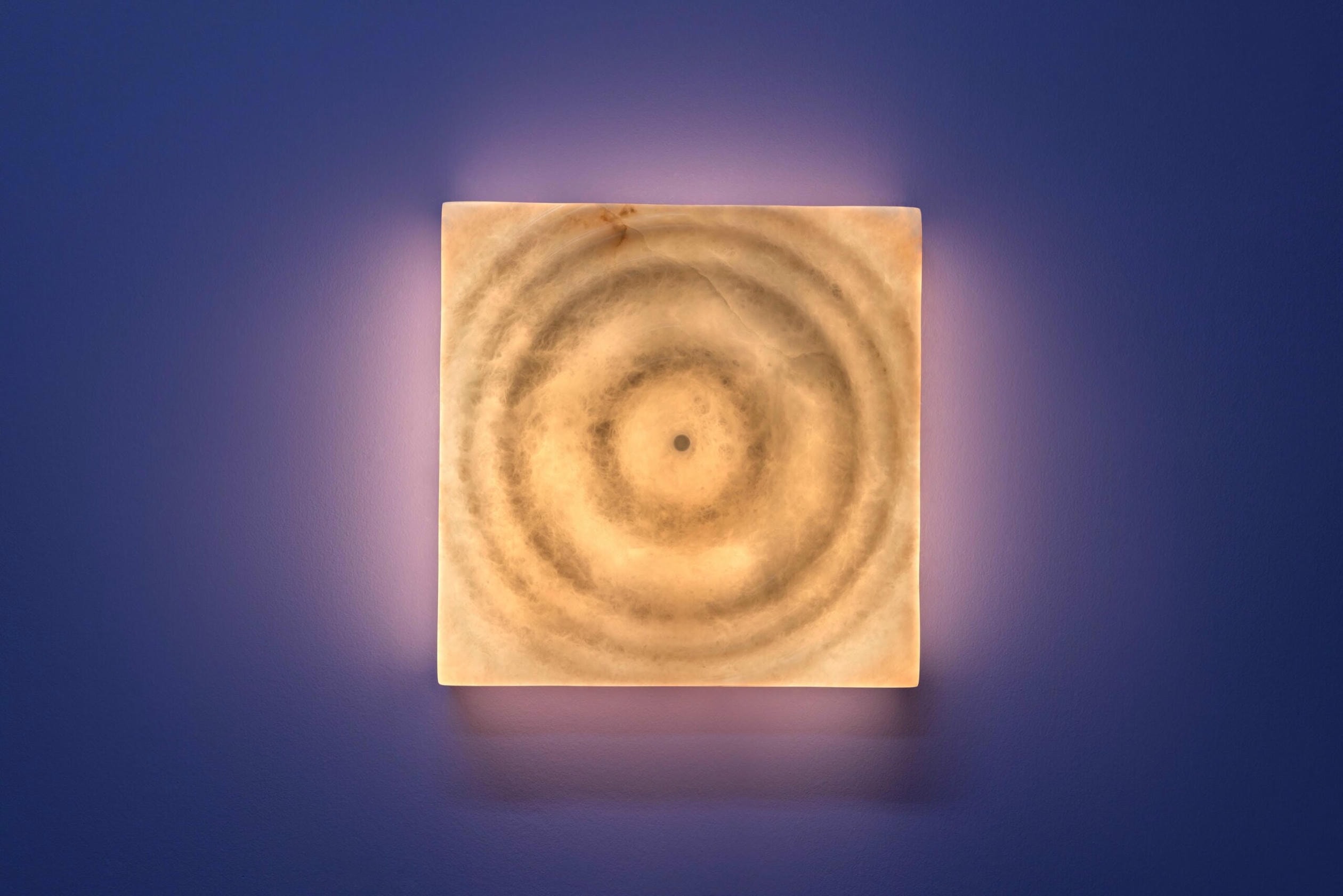Aqua Fossil Drop Light Wall Sculpture in Alabaster by Amarist Studio 10