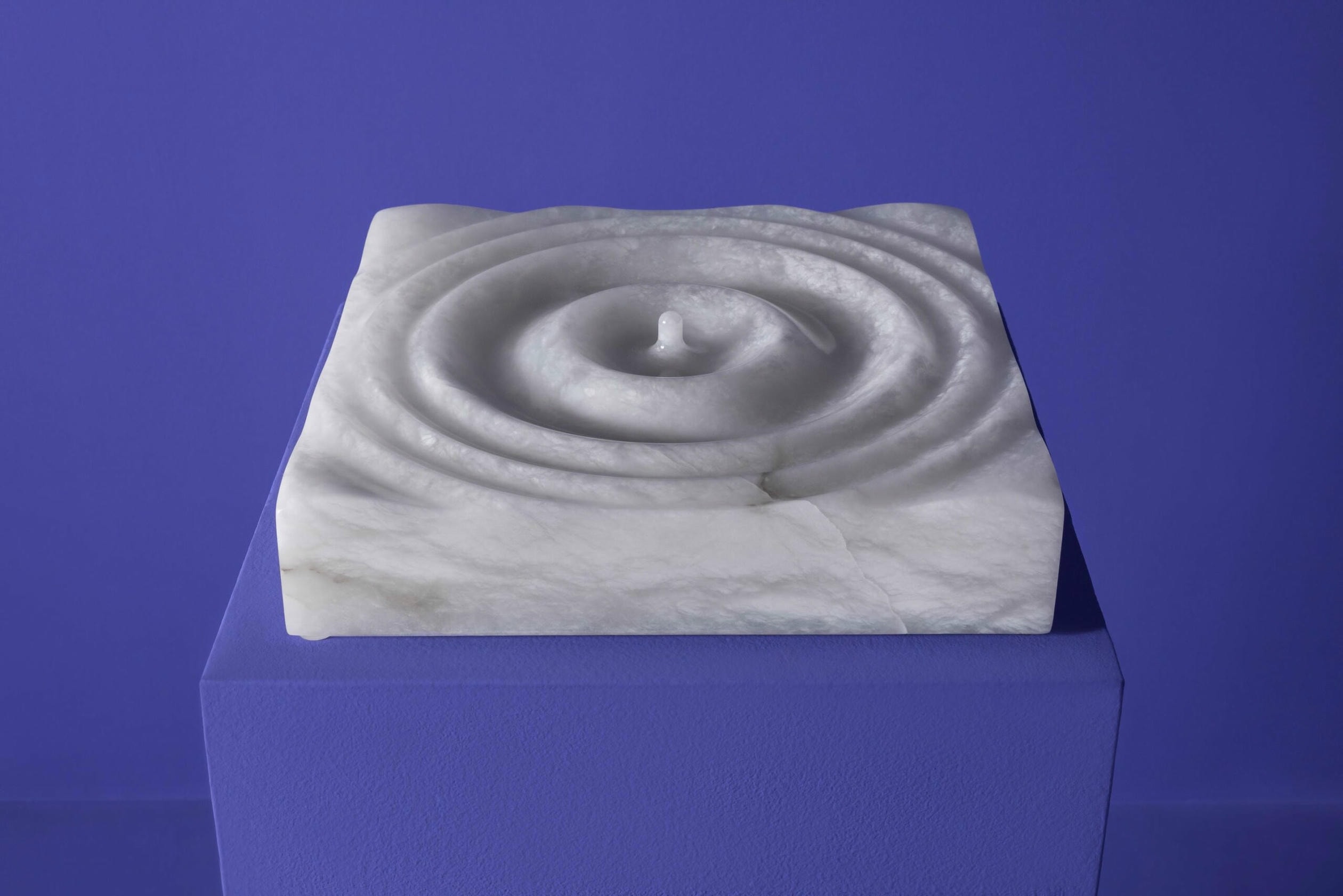 Aqua Fossil Drop Light Wall Sculpture in Alabaster by Amarist Studio 11