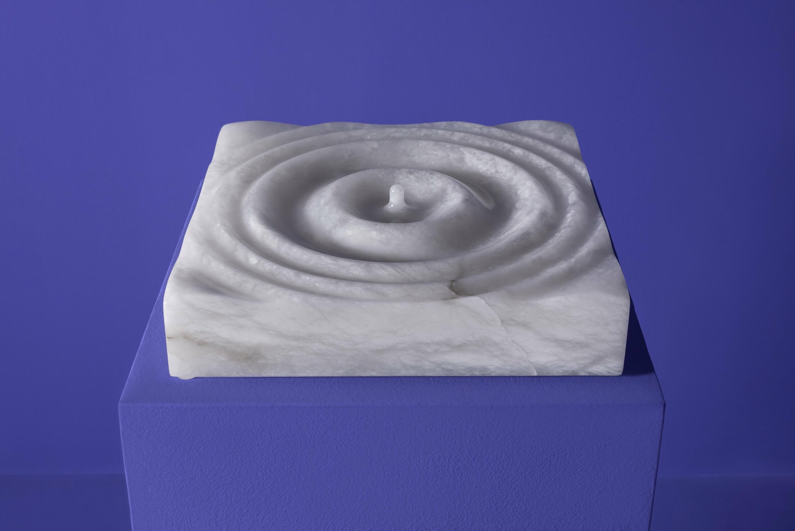 Aqua Fossil Drop Light Wall Sculpture in Alabaster by Amarist Studio 11