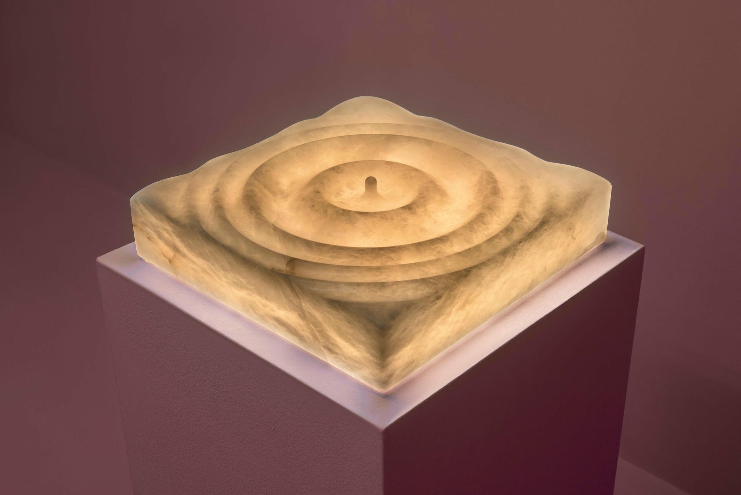 Aqua Fossil Drop Light Wall Sculpture in Alabaster by Amarist Studio 12