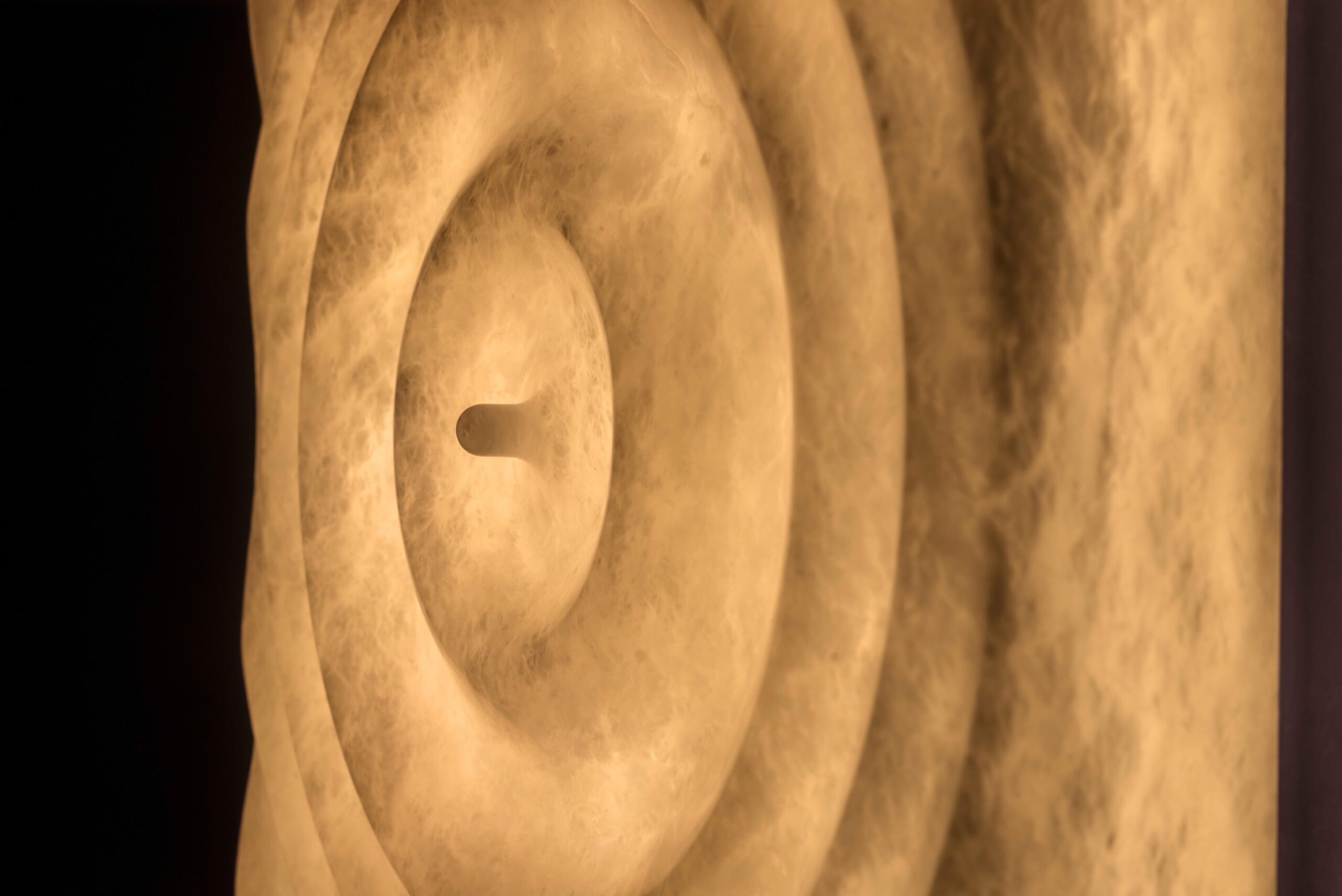 Aqua Fossil Drop Light Wall Sculpture in Alabaster by Amarist Studio 5