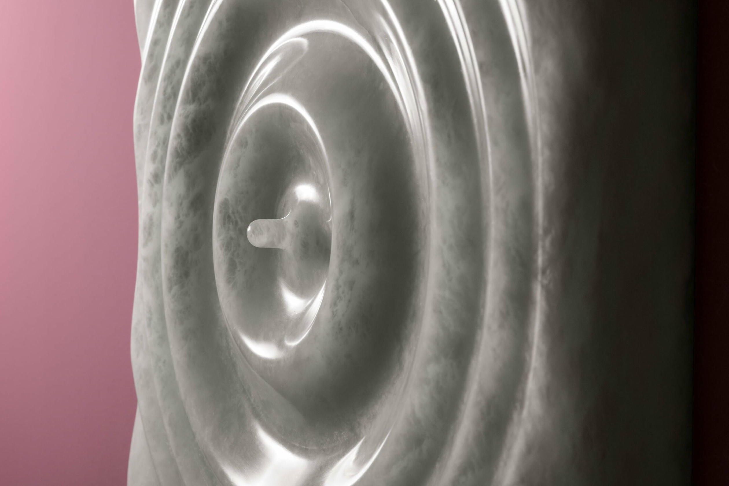 Aqua Fossil Drop Light Wall Sculpture in Alabaster by Amarist Studio 6