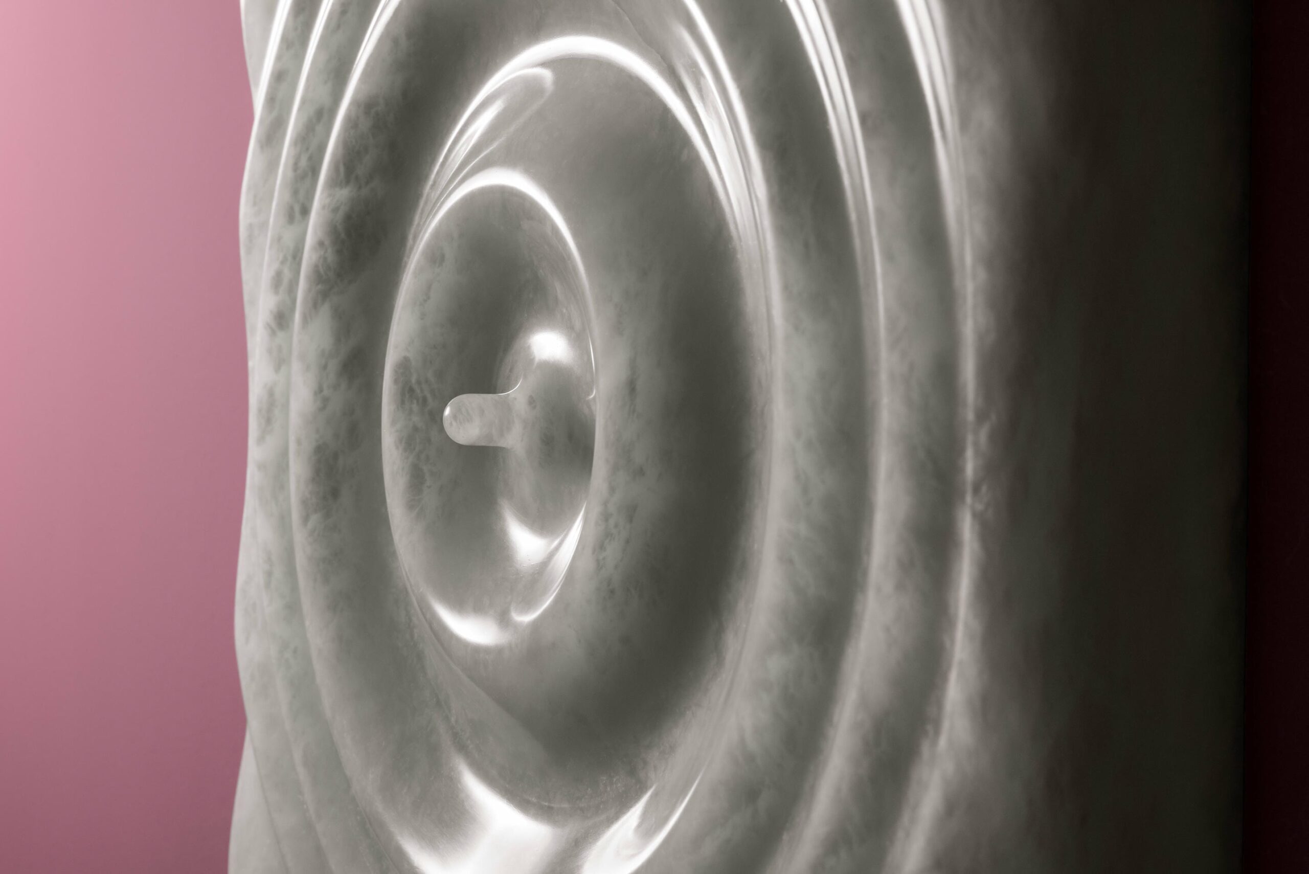 Aqua Fossil Drop Light Wall Sculpture in Alabaster by Amarist Studio 6