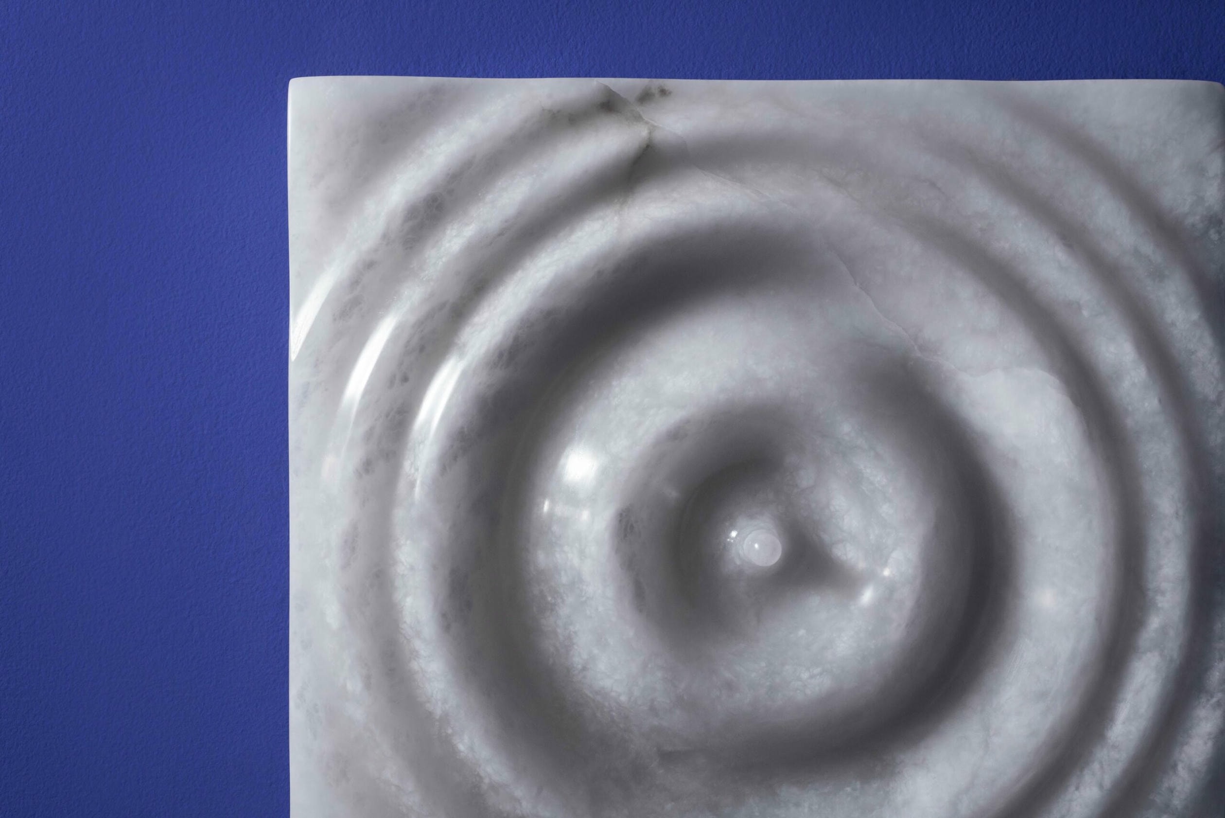 Aqua Fossil Drop Light Wall Sculpture in Alabaster by Amarist Studio 7
