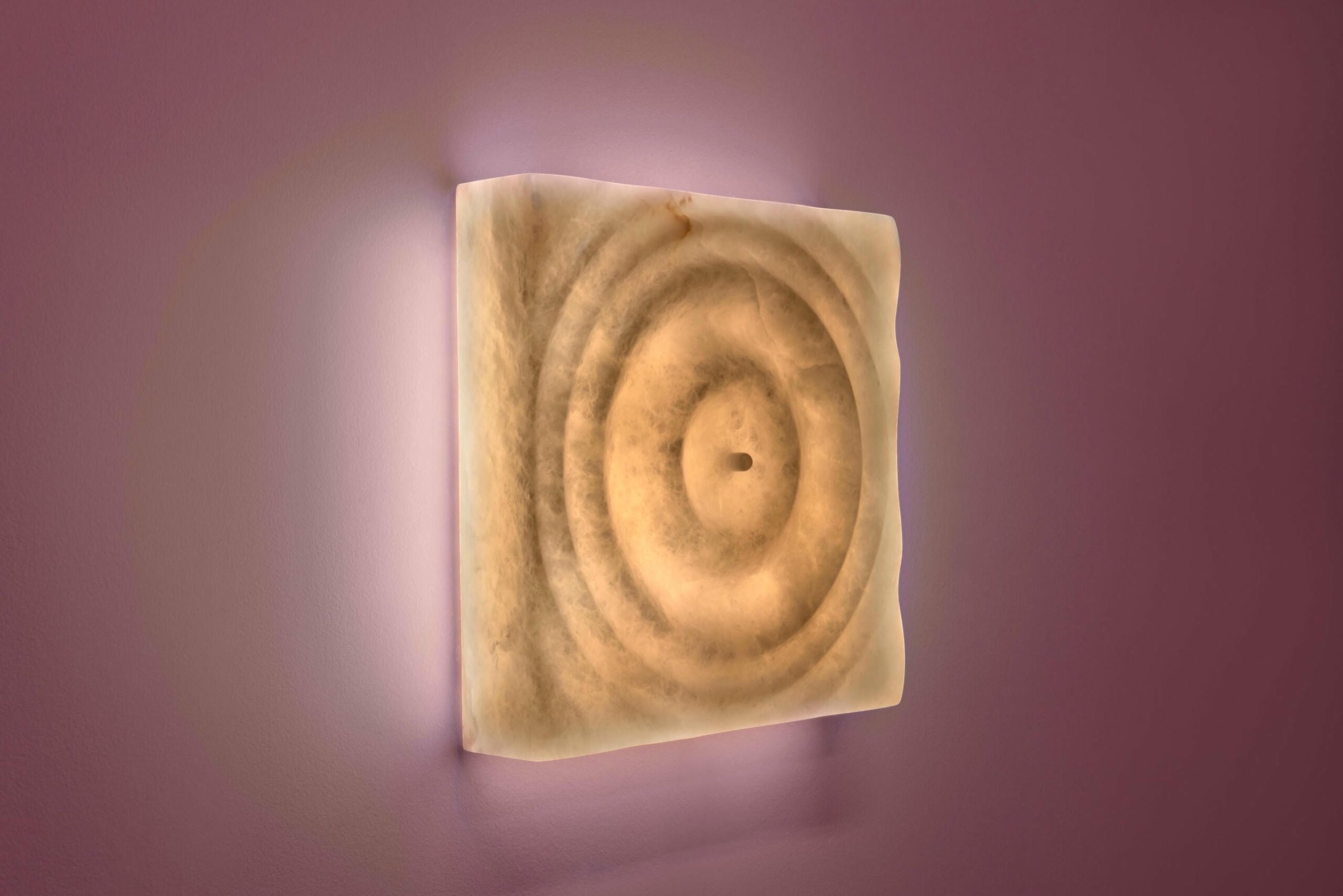 Aqua Fossil Drop Light Wall Sculpture in Alabaster by Amarist Studio 9