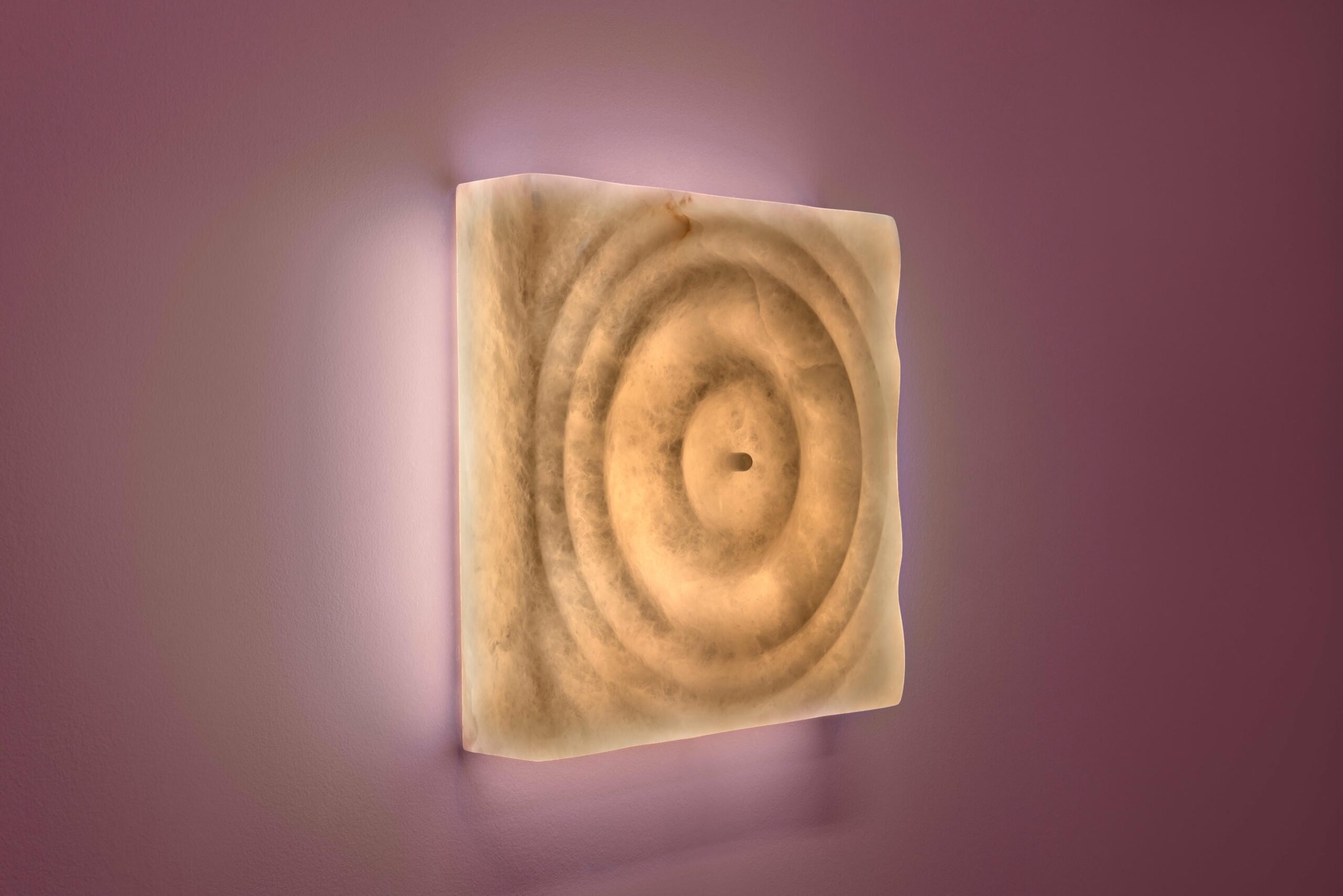 Aqua Fossil Drop Light Wall Sculpture in Alabaster by Amarist Studio 9