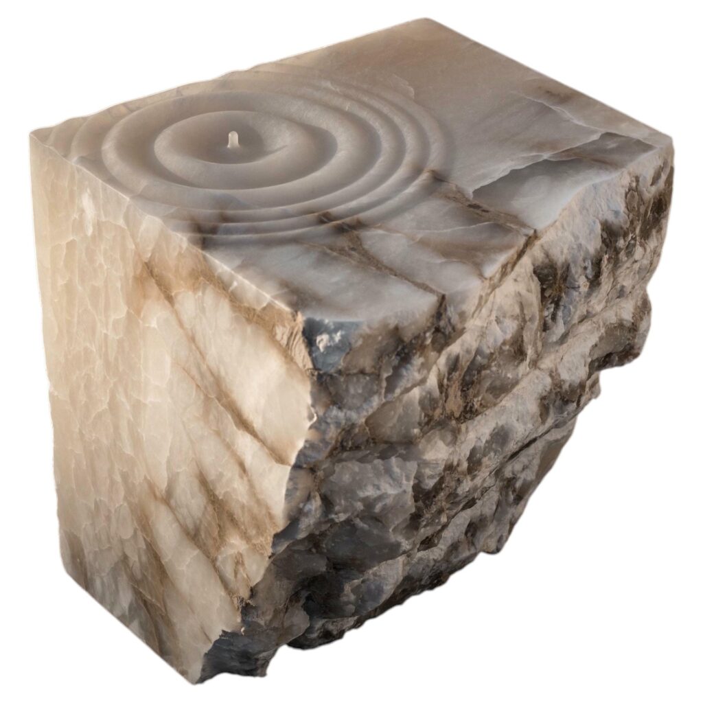 Aqua Fossil Drop Sculpture Side Table in Alabaster by Amarist Studio 1