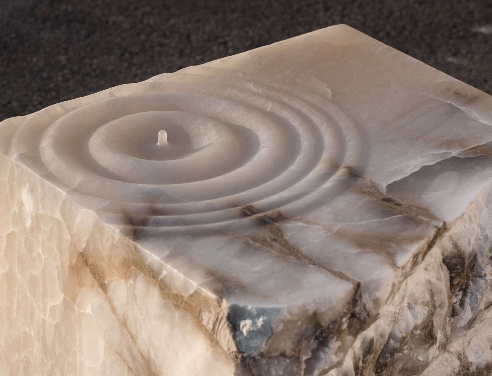 Aqua Fossil Drop Sculpture Side Table in Alabaster by Amarist Studio 3