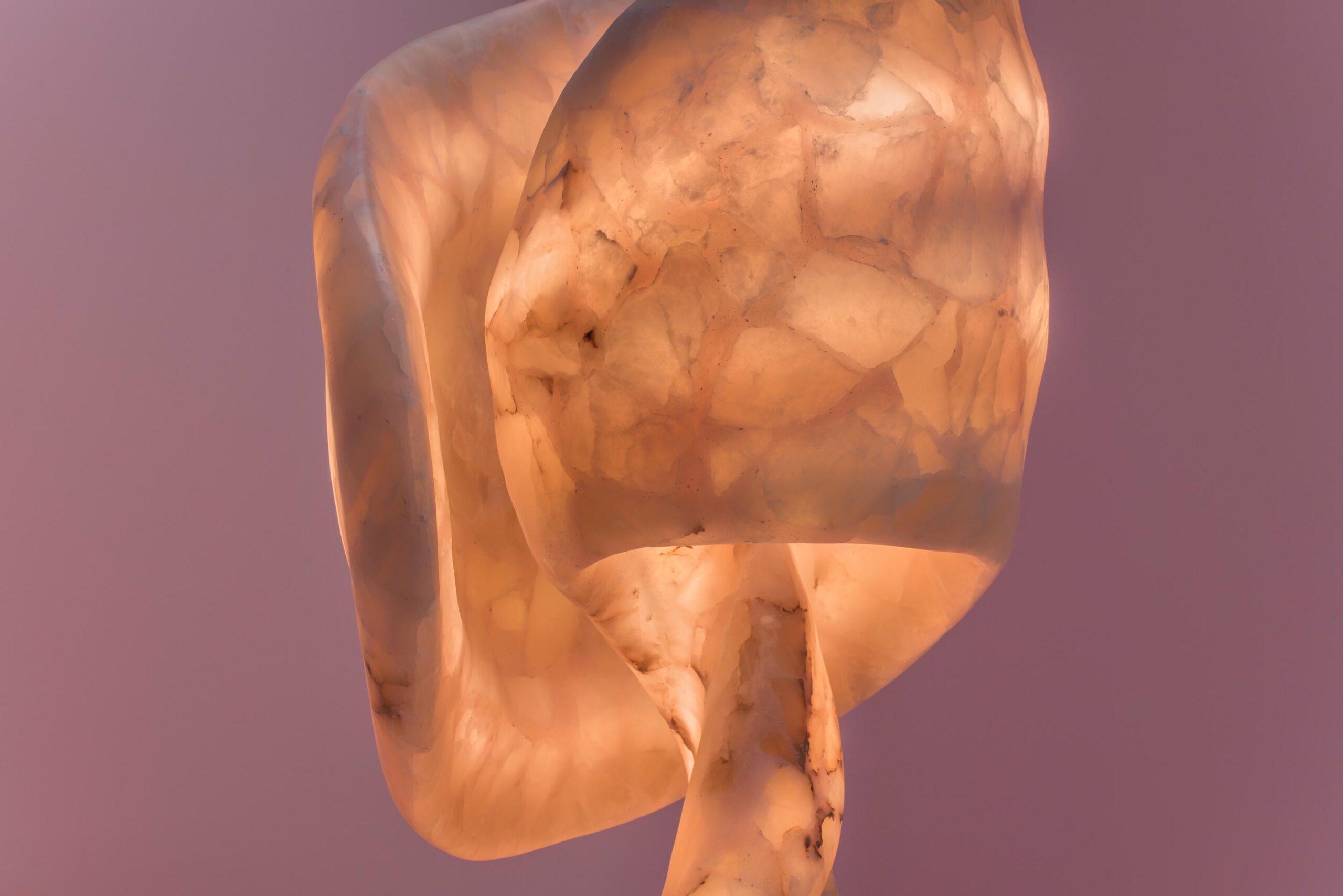 Aqua Fossil Sculptural Table Light in Alabaster & Resin by Amarist Studio 5