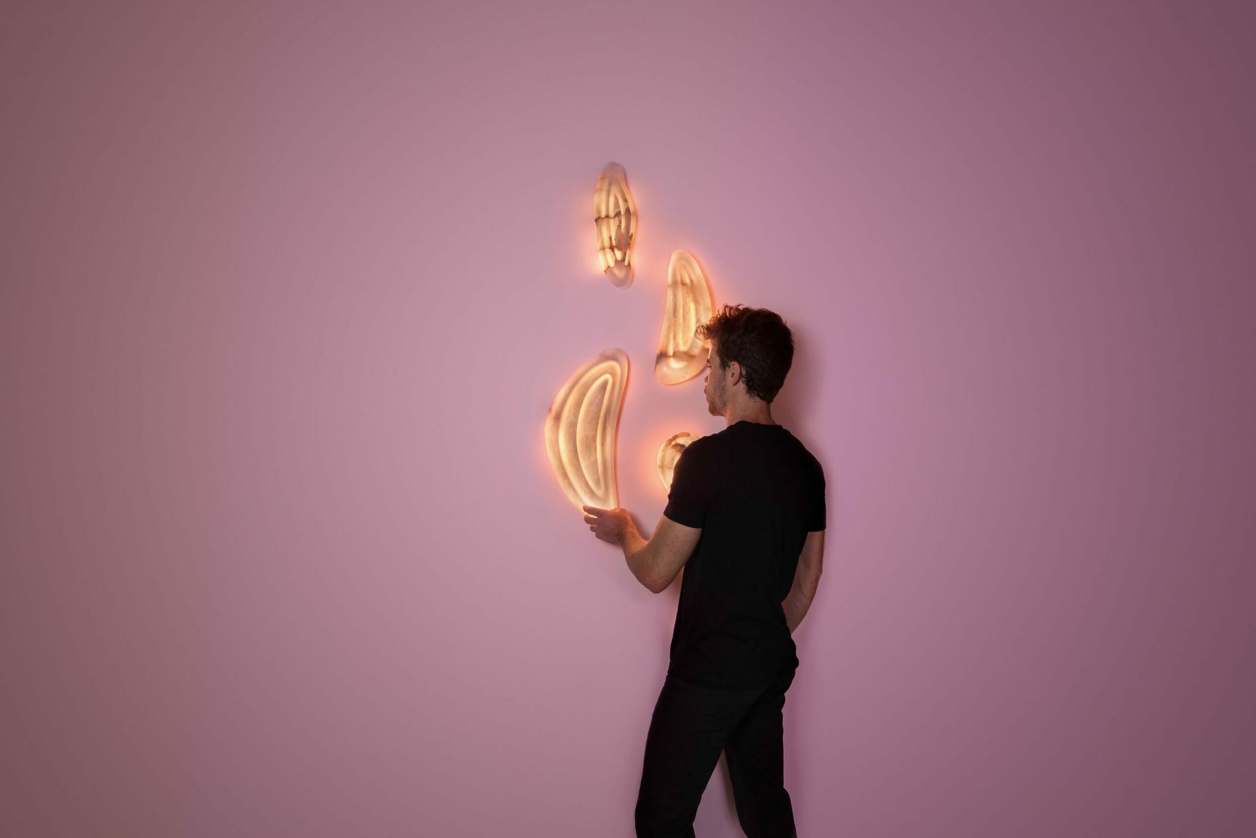 Aqua Fossil Wall Light Lamp in Alabaster by Amarist Studio 14