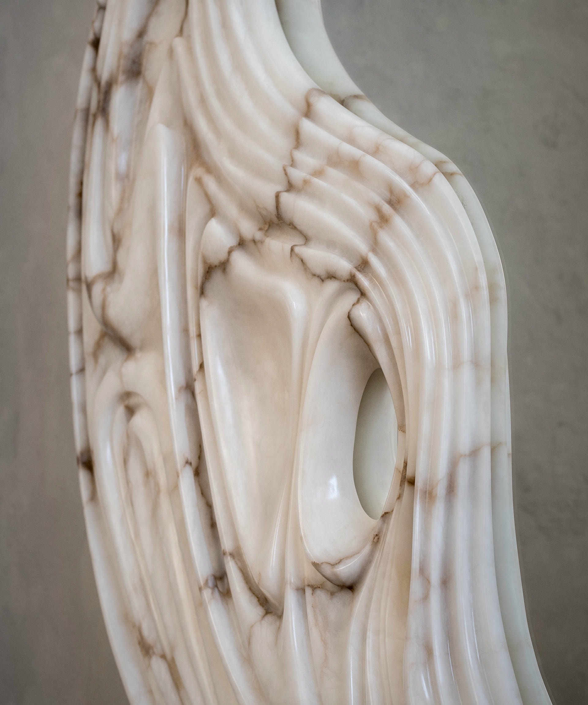 Fossil Moon Large Wall Mirror in Alabaster & Glass Mirror by Amarist Studio 8