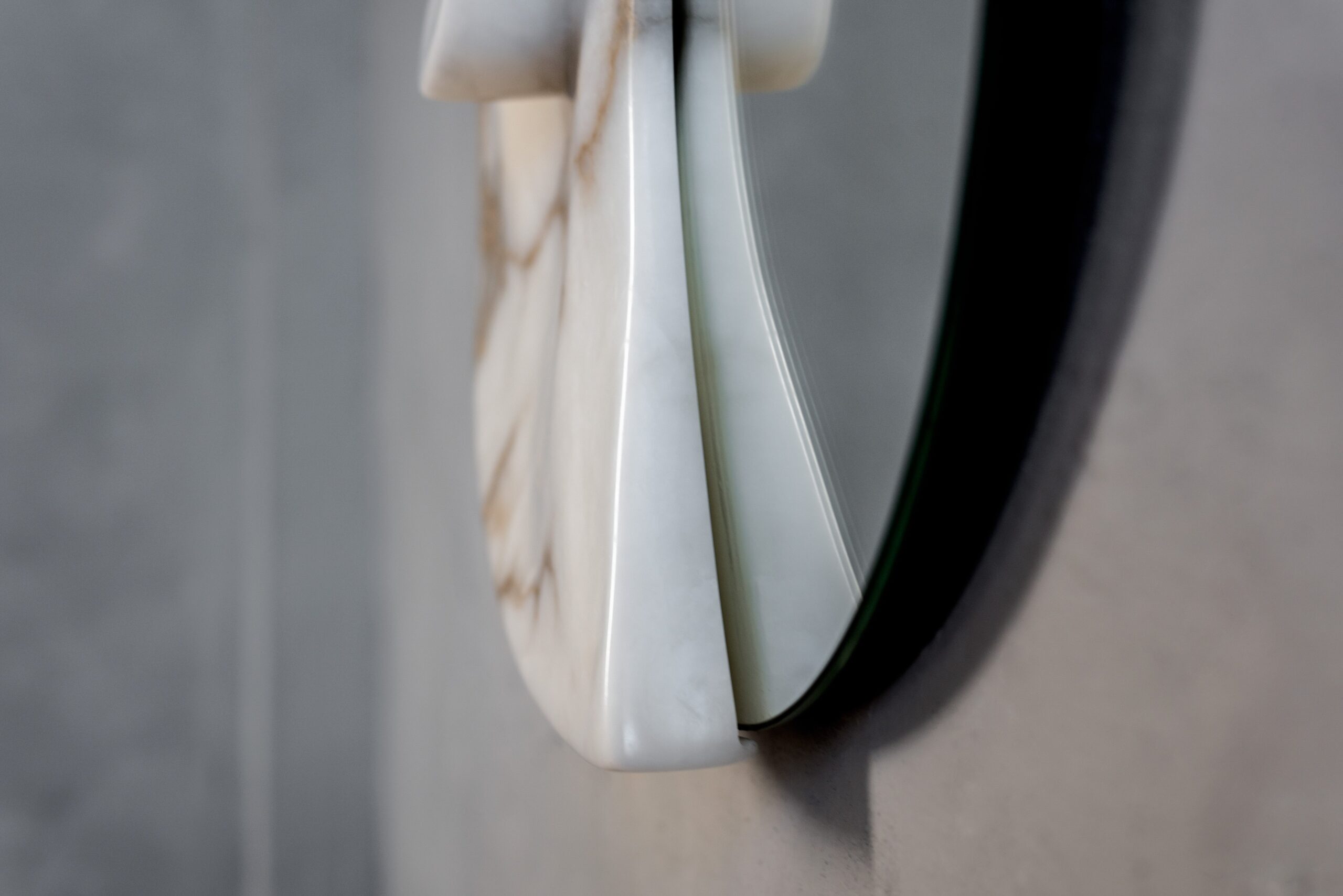 Fossil Moon Wall Mirror I in Alabaster & Glass Mirror by Amarist Studio 5