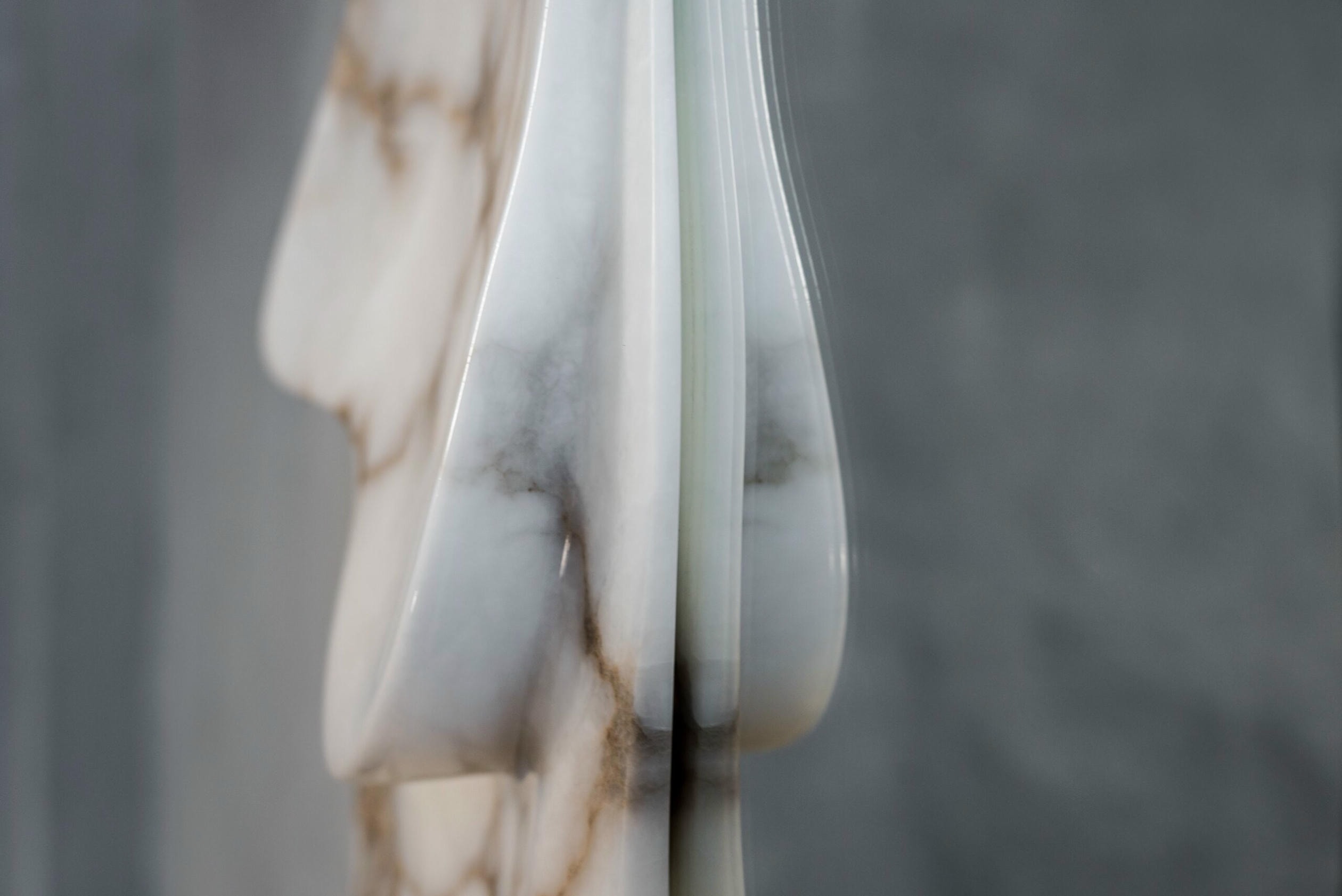 Fossil Moon Wall Mirror I in Alabaster & Glass Mirror by Amarist Studio 4