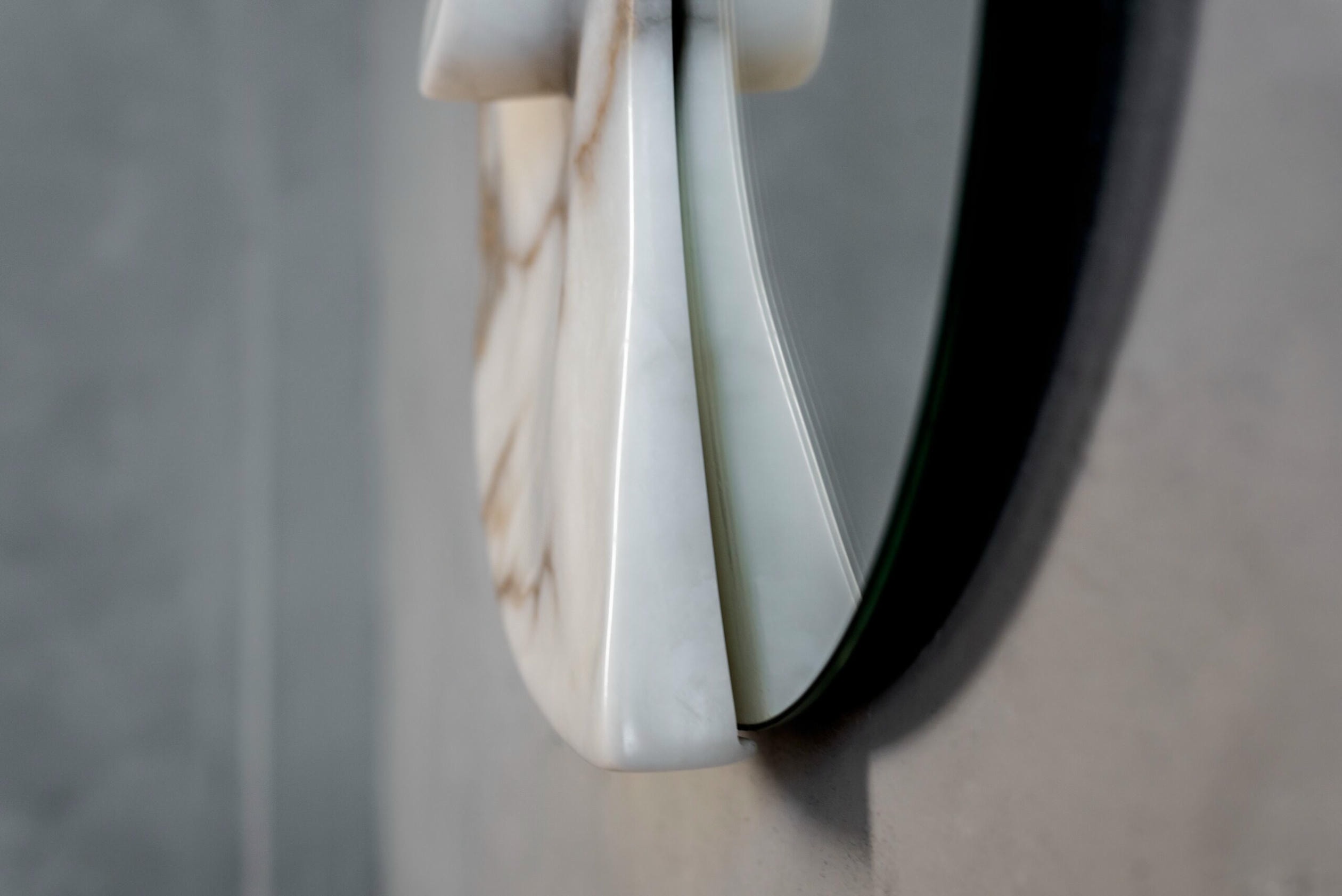 Fossil Moon Wall Mirror I in Alabaster & Glass Mirror by Amarist Studio 5