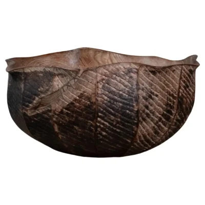 Horas Lotus Teak Wood Sculpture by Mary Verspoor