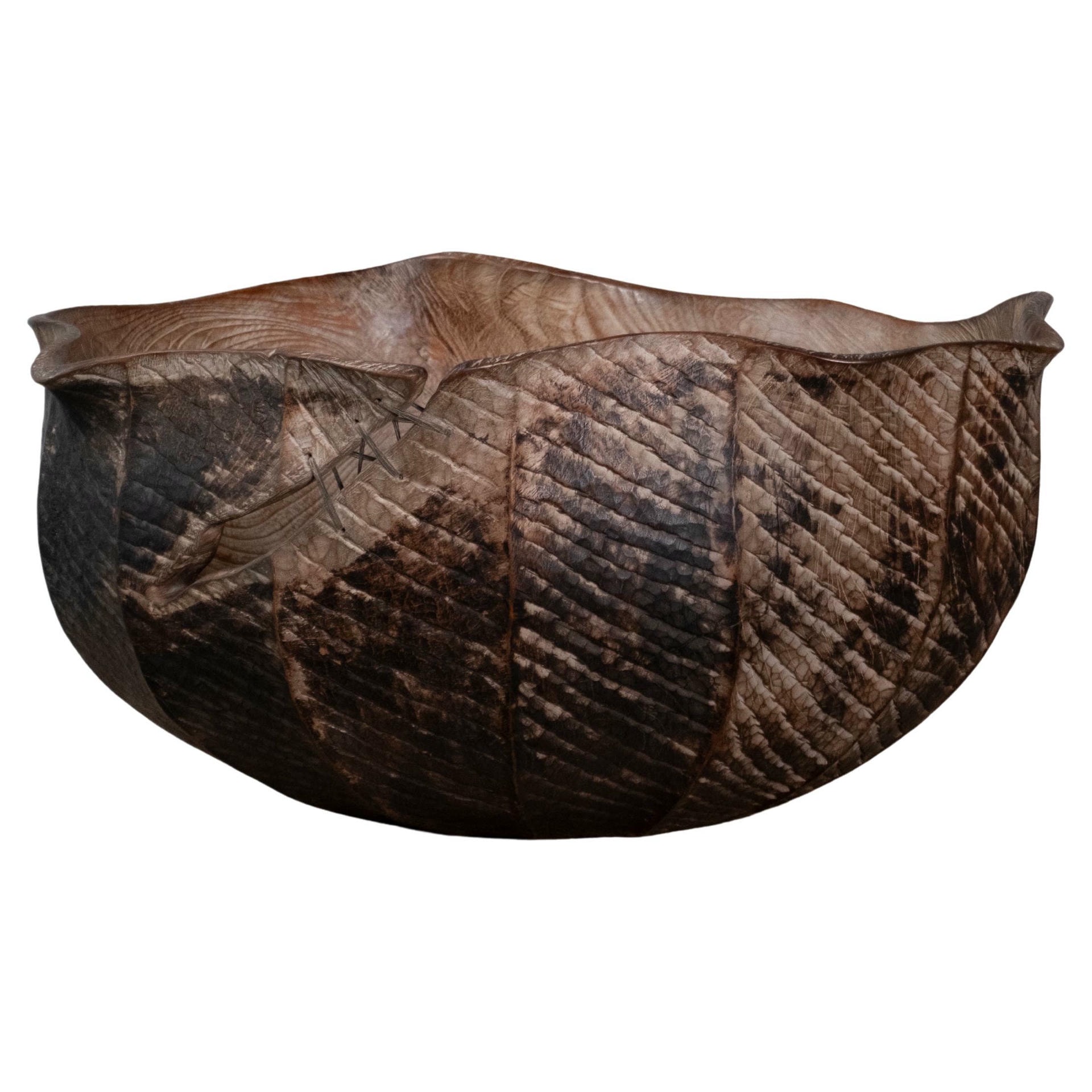 Horas Lotus Teak Wood Sculpture by Mary Verspoor 1