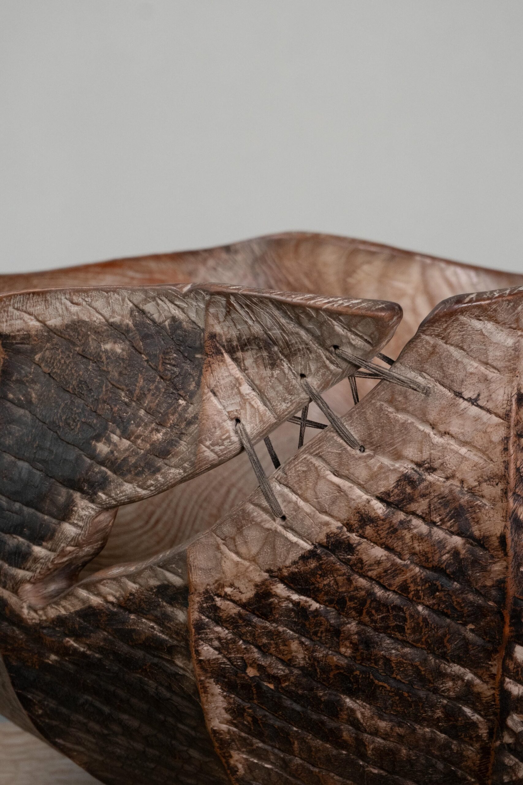 Horas Lotus Teak Wood Sculpture by Mary Verspoor 3