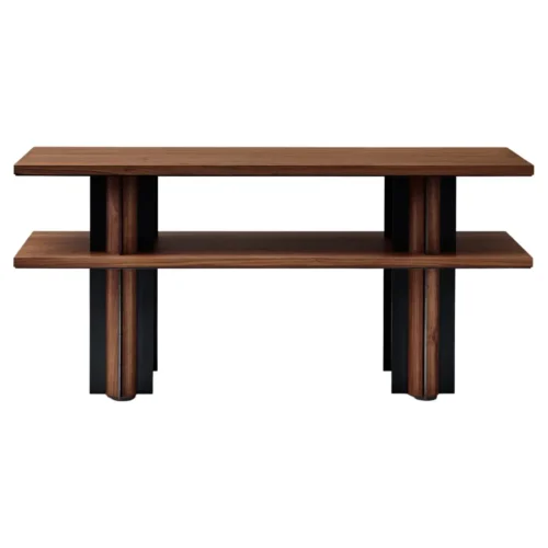 Reed Library Table in Classic Walnut Black Oxidized Steel by Veermakers 1