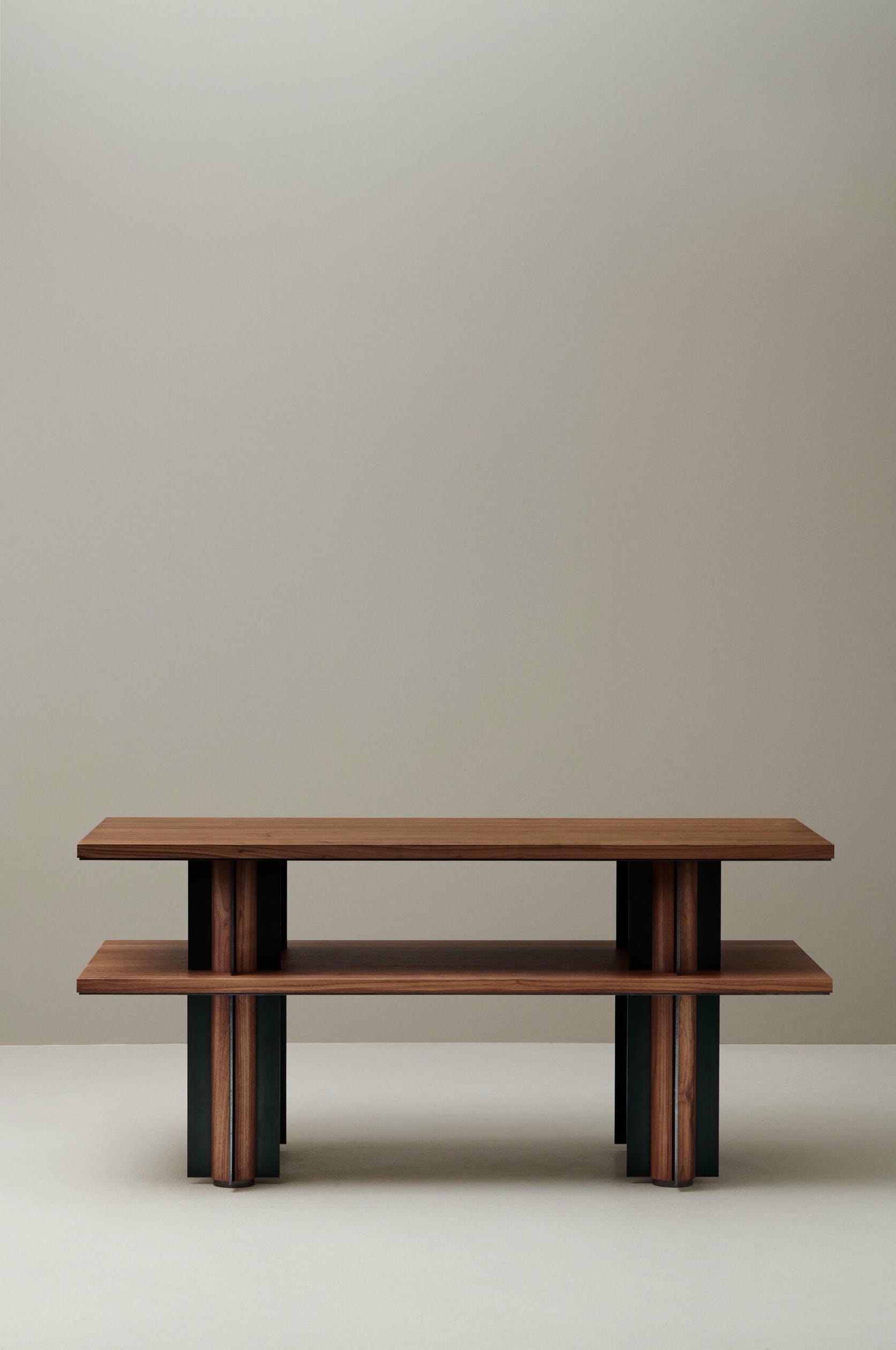 Reed Library Table in Classic Walnut & Black Oxidized Steel by Veermakers 2