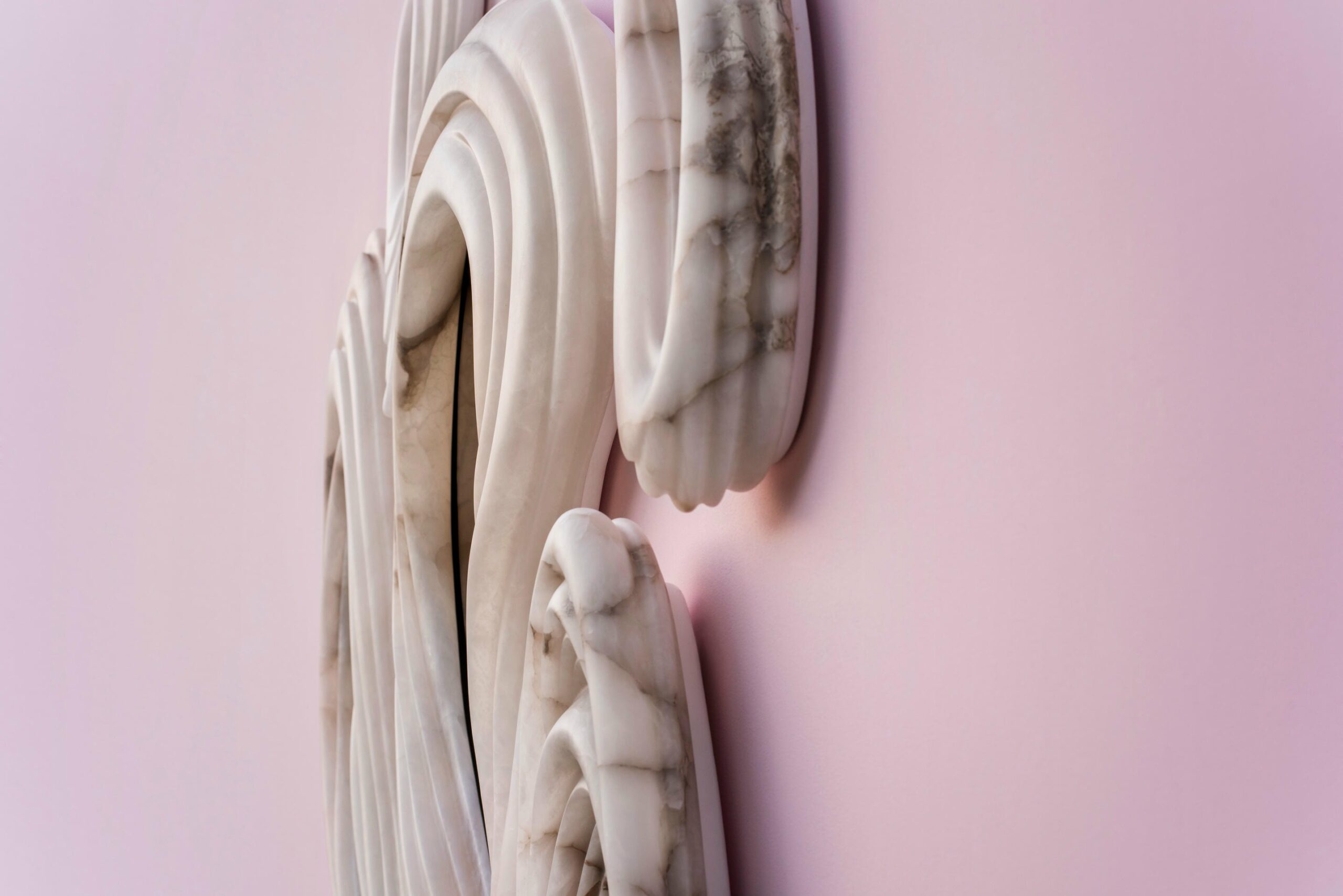 Set Of 6 Aqua Fossil Wall Mirrors in Alabaster & Glass Mirror by Amarist Studio 5
