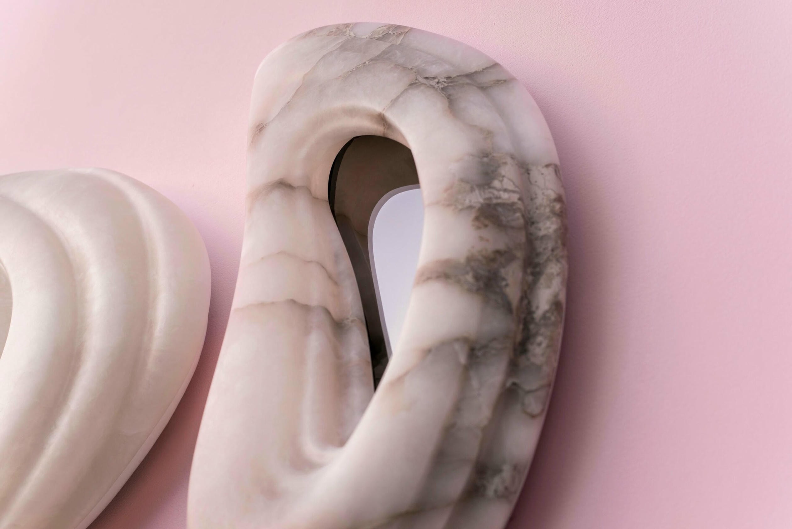 Set Of 6 Aqua Fossil Wall Mirrors in Alabaster & Glass Mirror by Amarist Studio 8