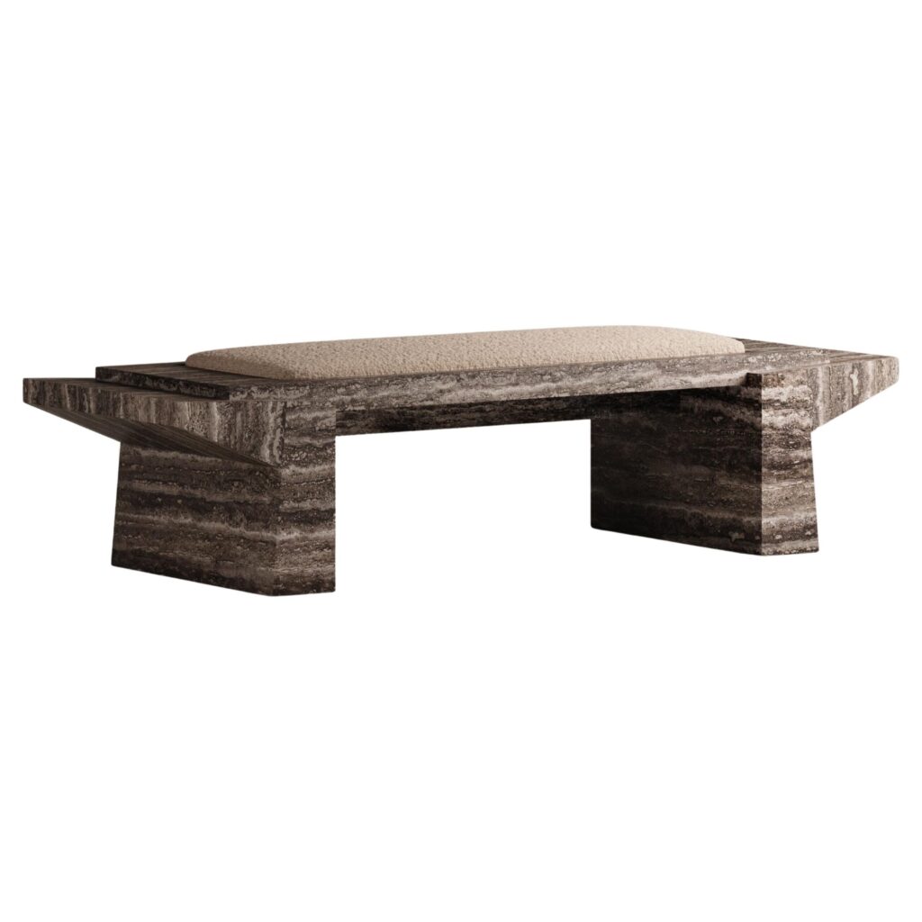 Tecton Bench in Travertine by Félix Millory for Monitillo 1980 1