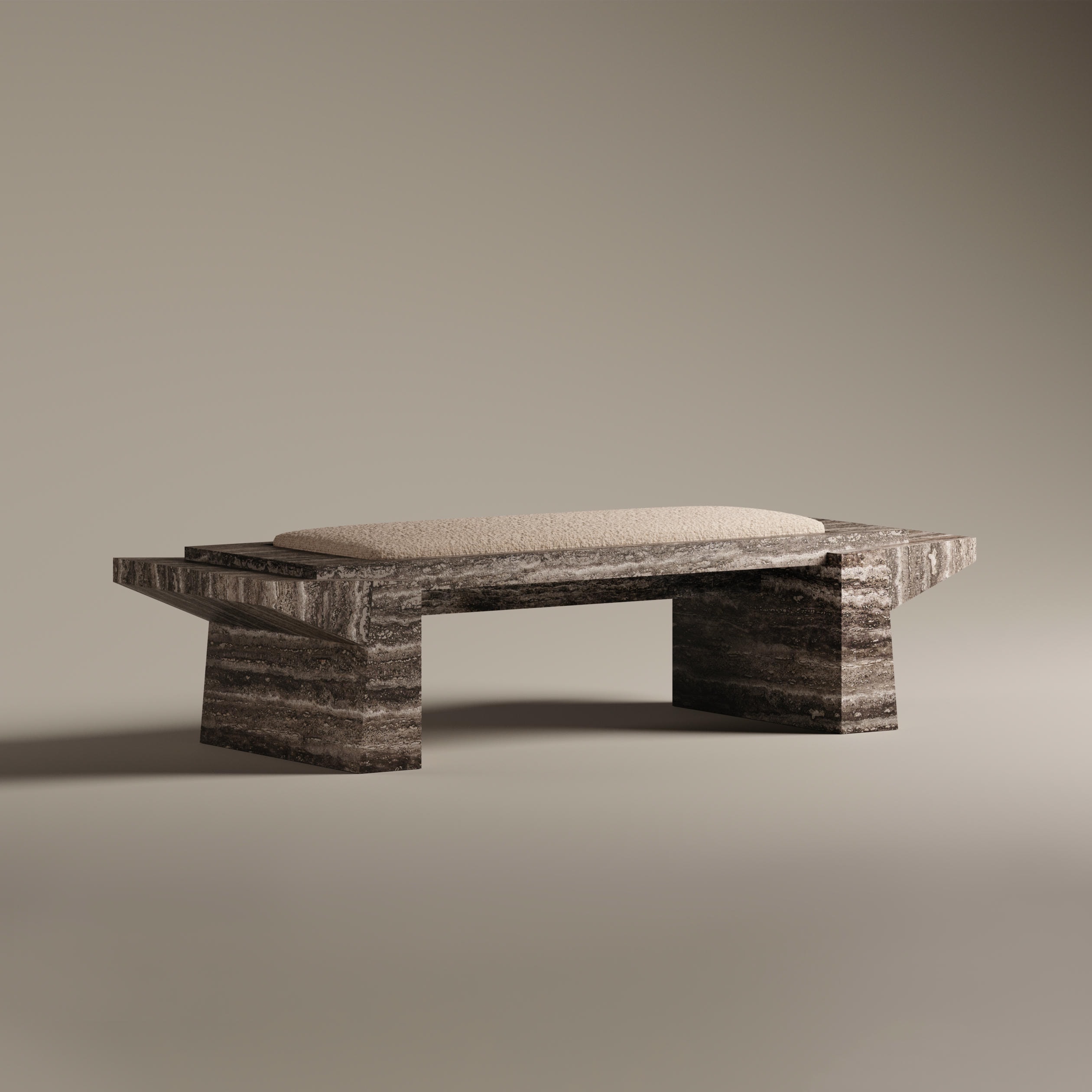 Tecton Bench in Travertine by Félix Millory for Monitillo 1980 2