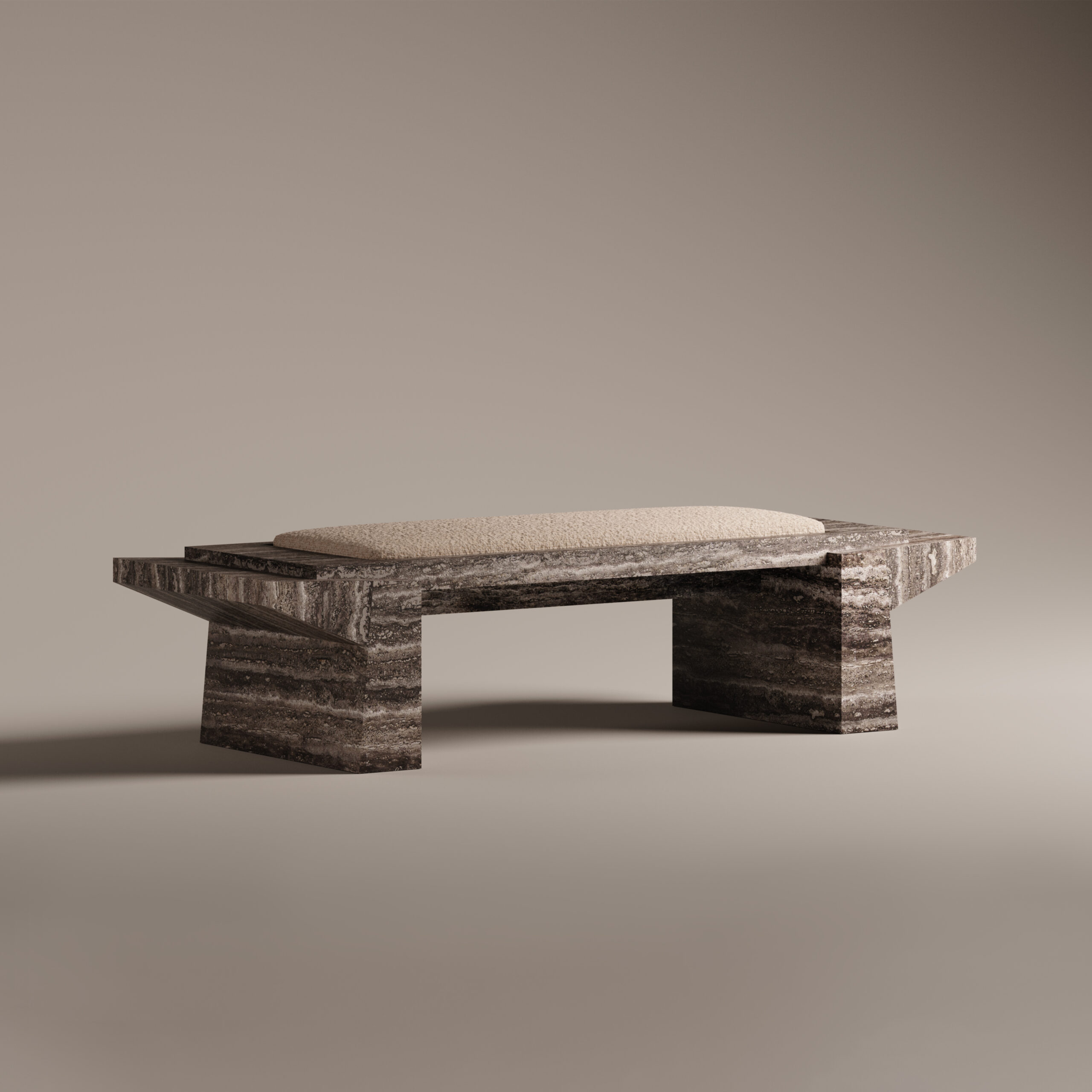 Tecton Bench in Travertine by Félix Millory for Monitillo 1980 2